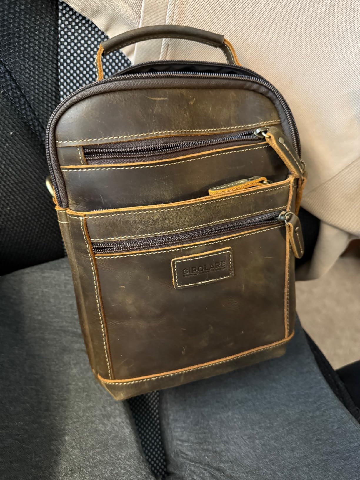 Polare Italian Full Grain Leather Messenger Bag Vintage Chest Shoulder Crossbody Bag Casual Sling Business Handbag for Men customer photo 1