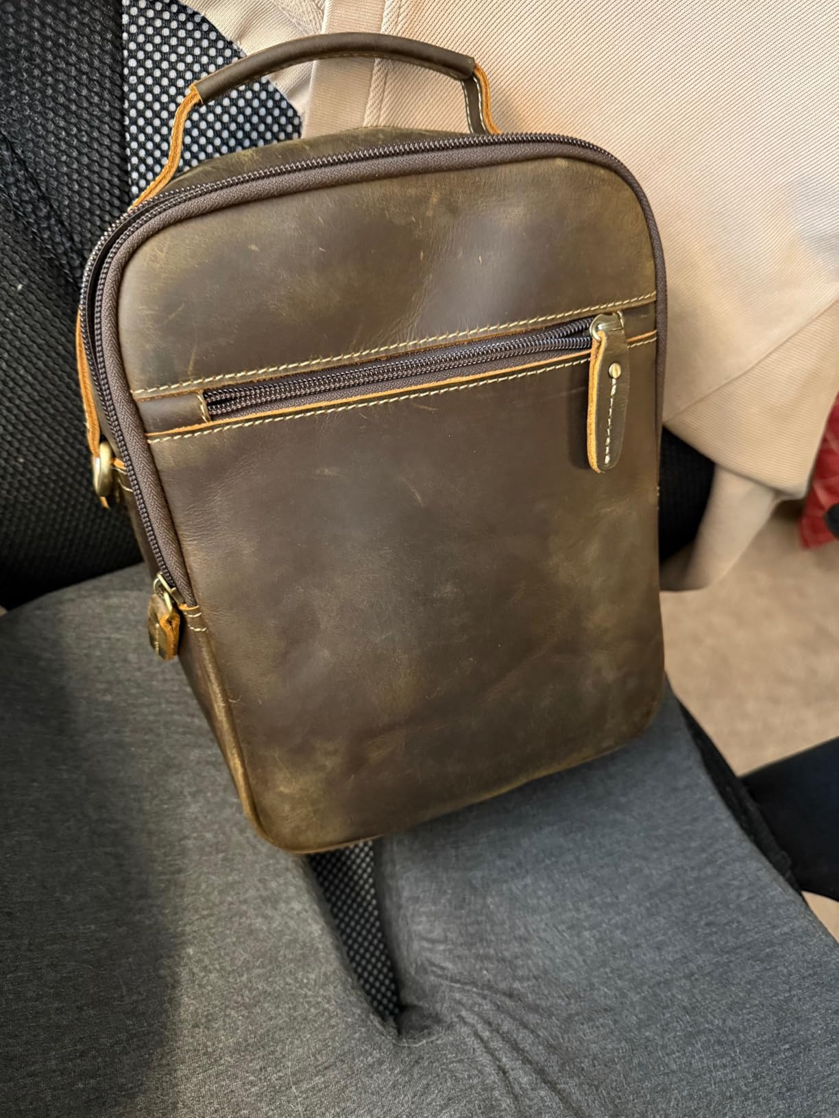 Polare Italian Full Grain Leather Messenger Bag Vintage Chest Shoulder Crossbody Bag Casual Sling Business Handbag for Men customer photo 2