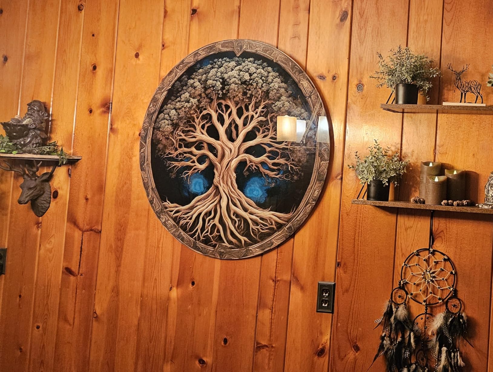 Venodeco Tree Of Life, Tempered Glass Wall Art, Abstract Wall Painting, Home Decor, Housewarming Gift, Wall Hangings, Round Wall Art customer photo 1