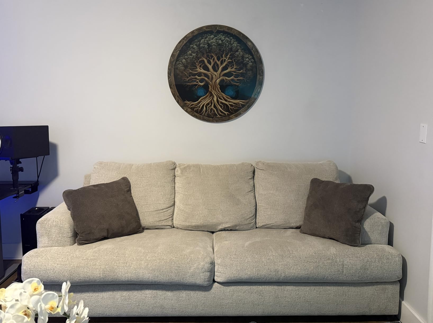 Venodeco Tree Of Life, Tempered Glass Wall Art, Abstract Wall Painting, Home Decor, Housewarming Gift, Wall Hangings, Round Wall Art customer photo 2