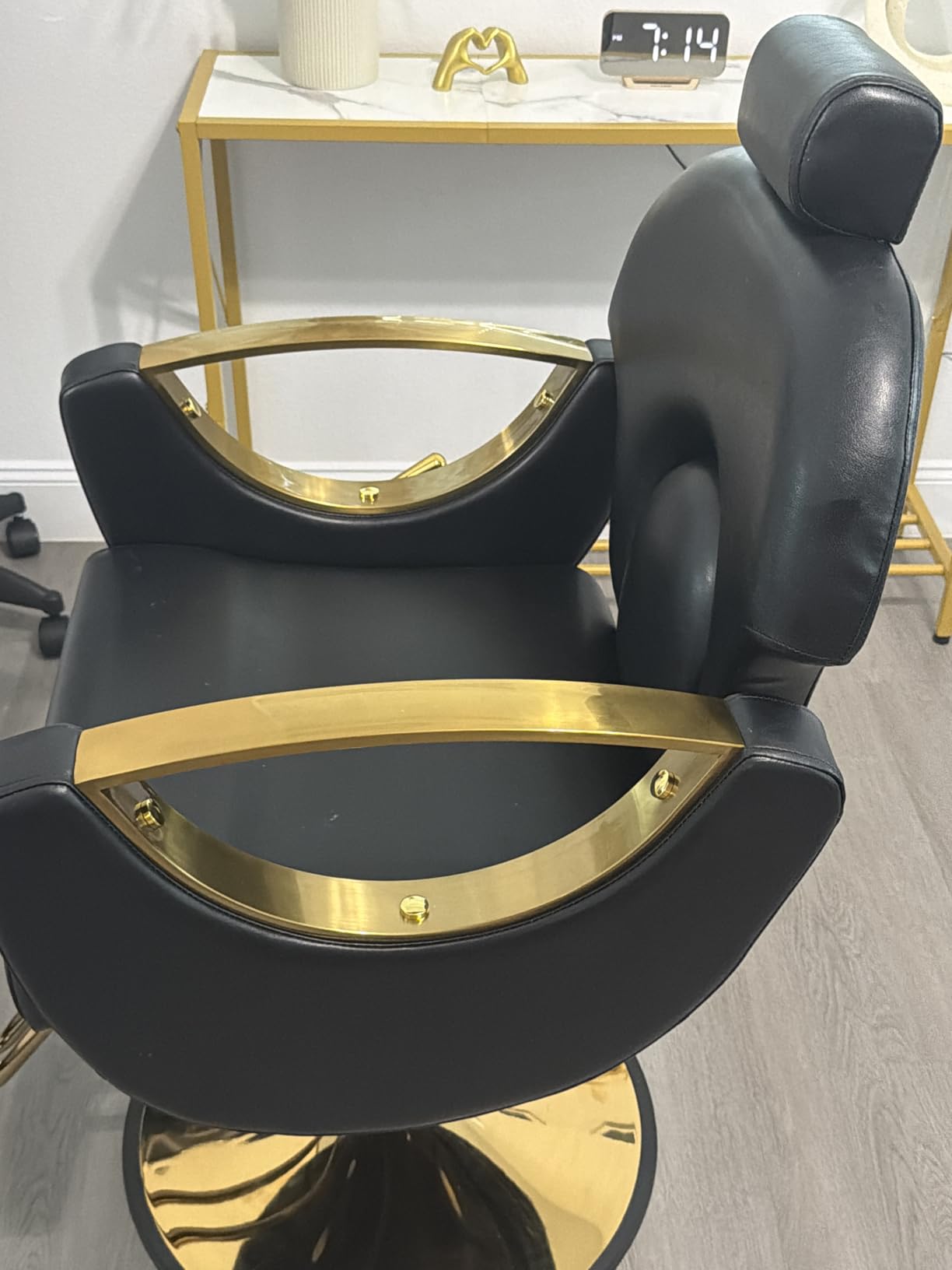 Barber Chair for Hair Stylist, Height Adjustable Hydraulic Hair Reclining Salon Chair, 360 Degrees Rotation, Multi-Function Shampoo Chair for Salon Barbershop (Grey) customer photo 1