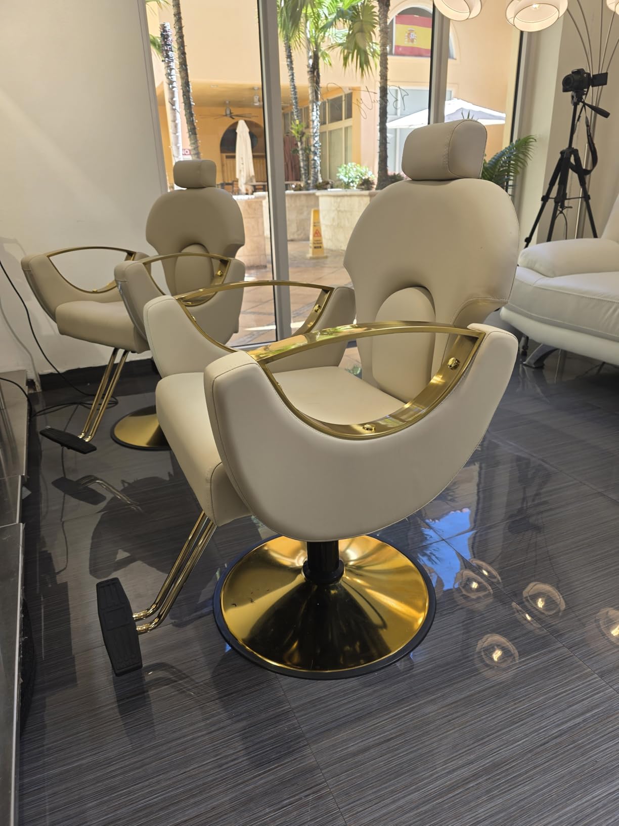 Barber Chair for Hair Stylist, Height Adjustable Hydraulic Hair Reclining Salon Chair, 360 Degrees Rotation, Multi-Function Shampoo Chair for Salon Barbershop (Grey) customer photo 2