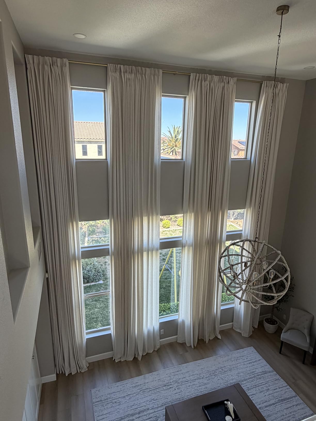 Pinch Pleated Linen Curtains 108 Inches long for Living Room 2 Panels Set Cream Beige Flax Pleat Drapes Back Tab Semi Sheer Neutral Boho Ceiling to Floor 108 Inch Curtains for Bedroom Window 9 FT customer photo 1