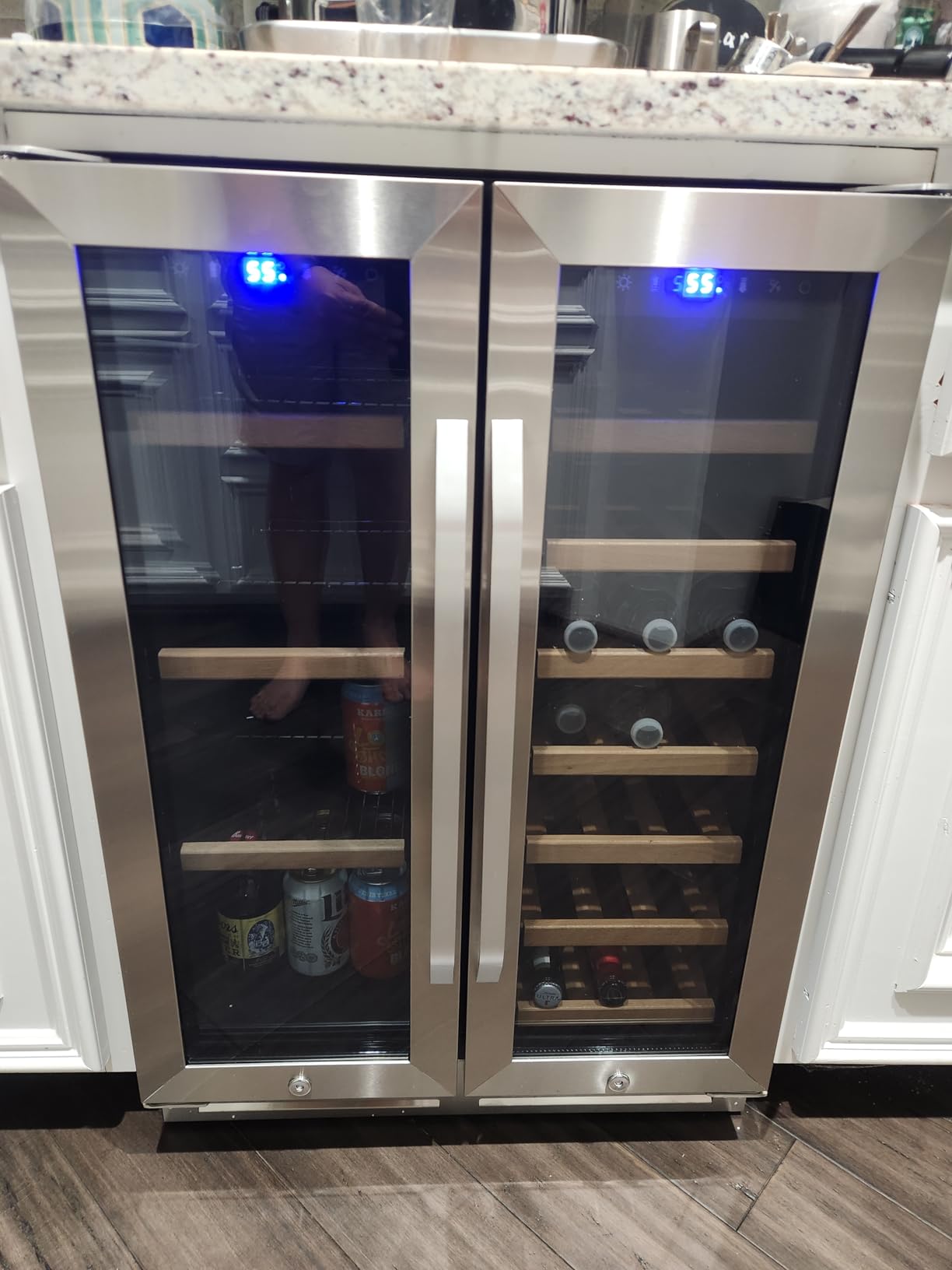 Wine and Beverage Refrigerator 30 Inch, Upgrade Dual Zone Wine Cooler, 30'' Wine beverage Fridge Built in or Freestanding Under Counter Large Capacity Glass Door Advanced Cooling System customer photo 2