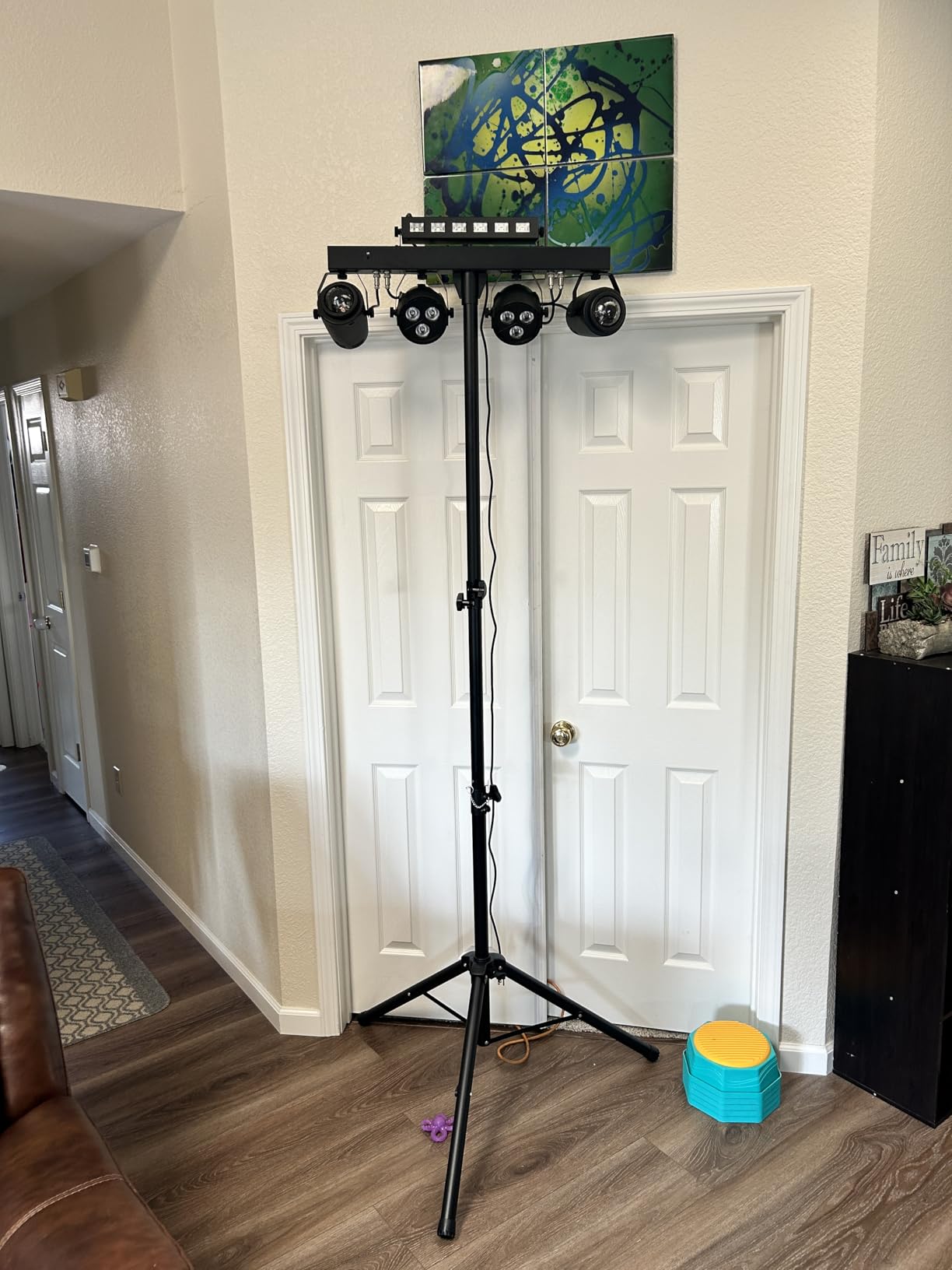 Telbum DJ Lights Package with Stand 7.5Ft, DJ Light for Parties Sound Activated, DMX & Remote Control Portable Gig Bar Lights LED Stage Lighting System for Band, Booth, Wedding, Events, Shows customer photo 1
