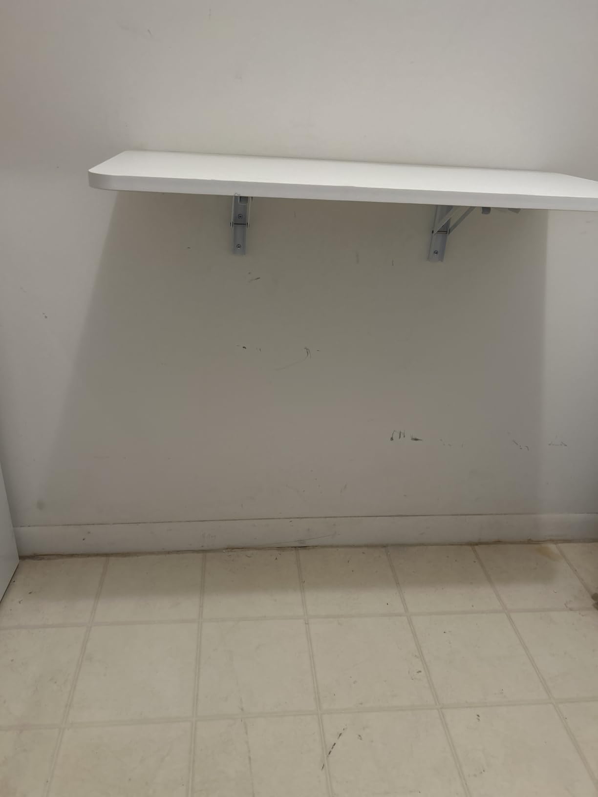 Wall Mounted Folding Table 39.4L x 19.7W, Laundry Folding Table with Heavy Duty Metal Collapsible Shelf Brackets, Wall Mounted Desk Fold Down for Small Spaces, White customer photo 2