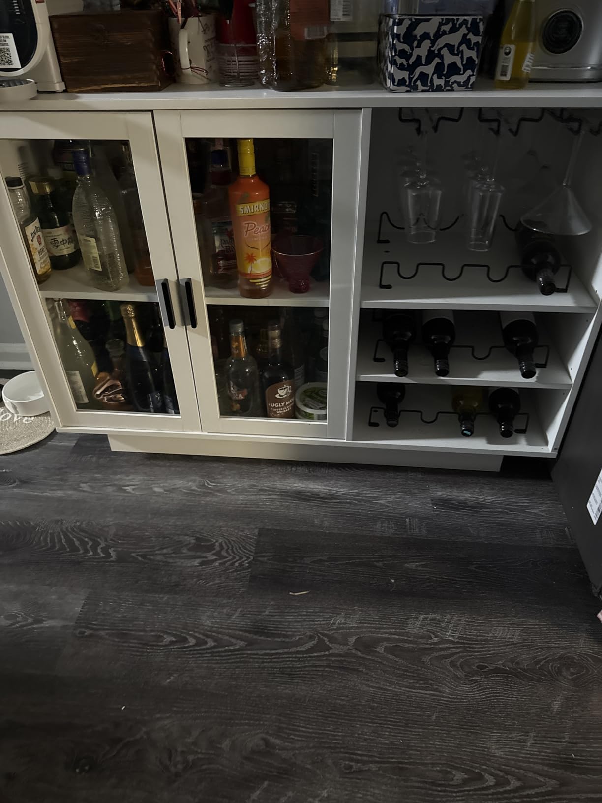Loomie Wine Bar Cabinet with LED Lights, Floating Coffee Bar with Glass Rack customer photo 2