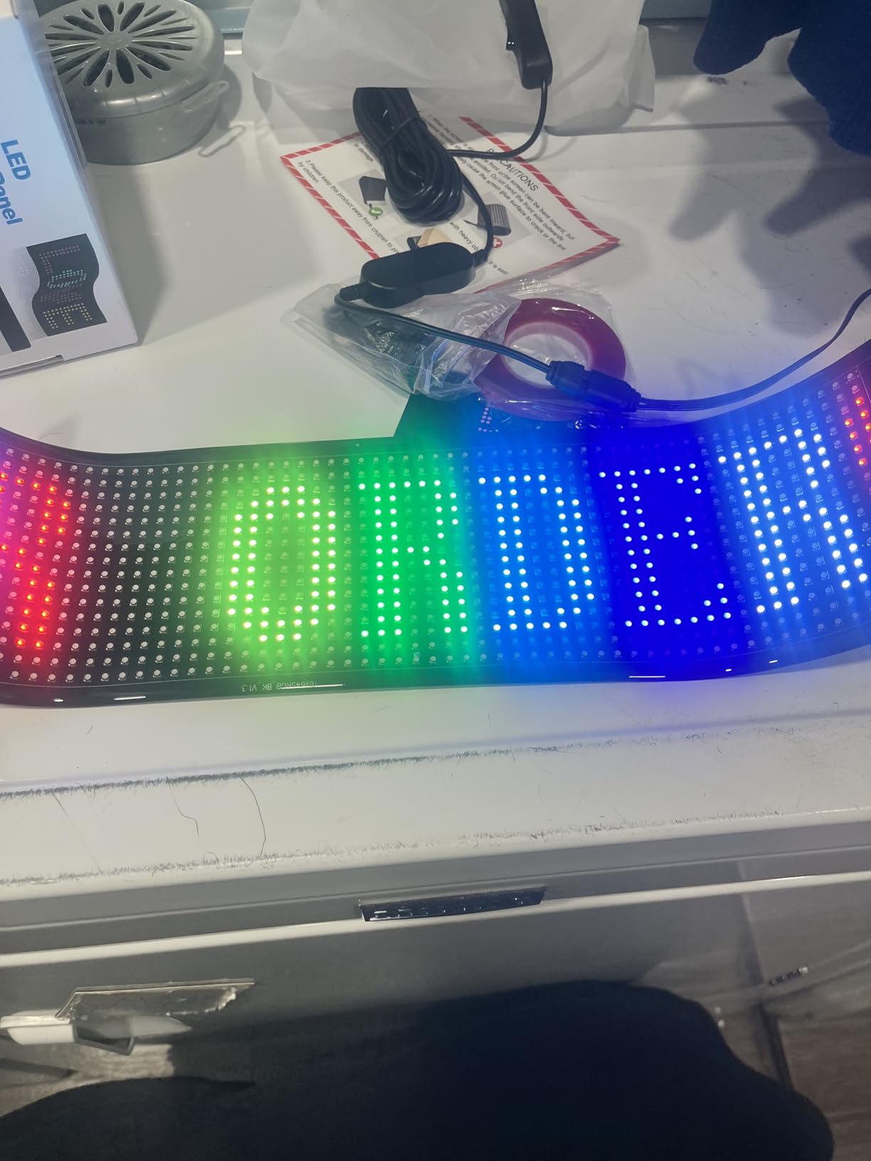 Programmable LED Sign, Message Scrolling Display for Indoor, Flexible Advertising Sign, Bluetooth APP, Custom Editor Animations/Text/Graffiti (27x5 inch) customer photo 1