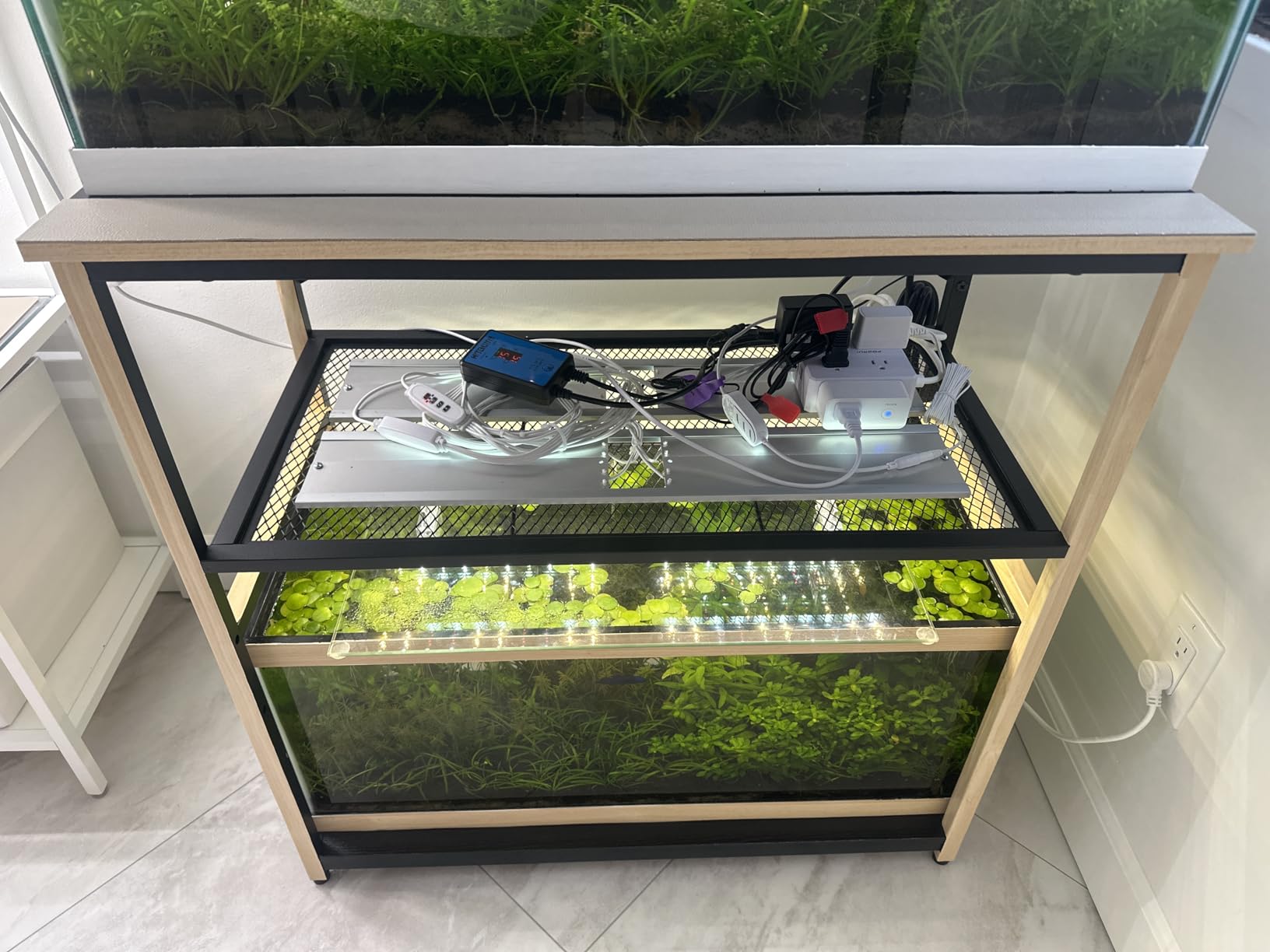TC-HOMENY Fish Tank Stand 10/20/29/37 Gallon, Aquarium Stand with Charging Station,1000LB Capacity ,31