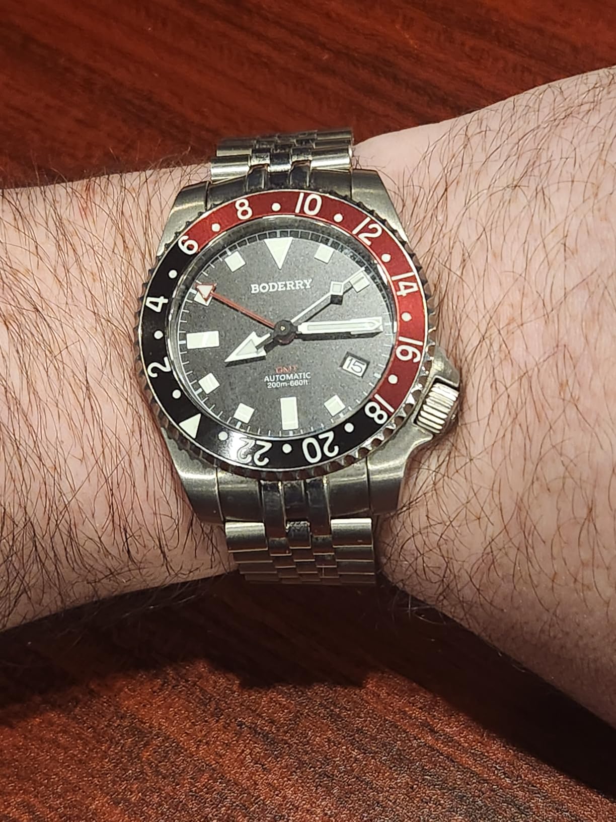 BODERRY Men's Watch Titanium Automatic 200M Waterproof Diver Watch with GMT Automatic Movement and Titanium Bracelet - Admiral customer photo 1