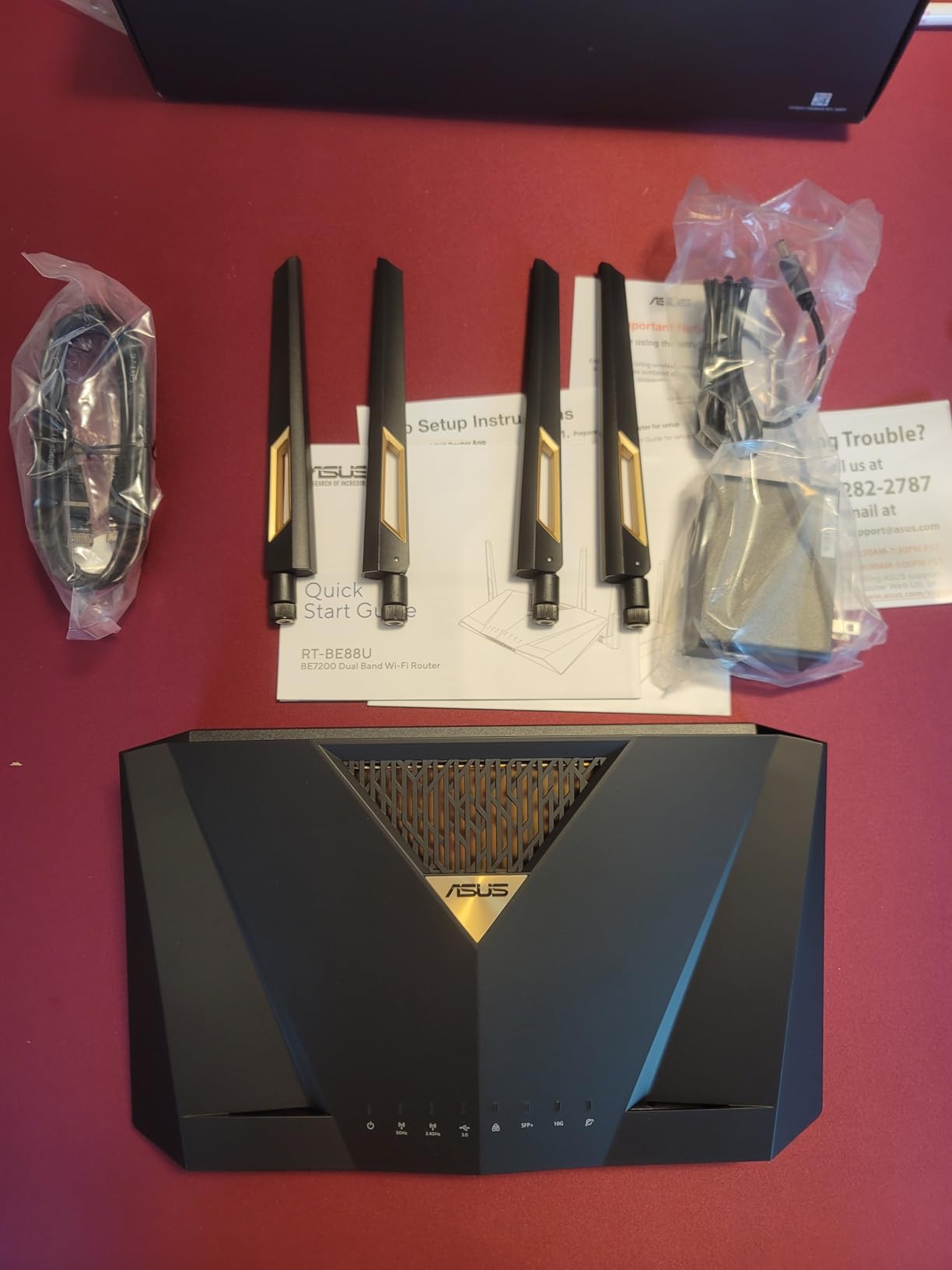 ASUS RT-BE88U Dual-Band WiFi 7 AiMesh Extendable Performance Router, 4K-QAM, MLO, Dual 10G Ports, SFP+, 4X 2.5G Ports, 4X 1G Ports, 34G WAN/LAN Capacity, Network Security, Built-in VPN customer photo 1