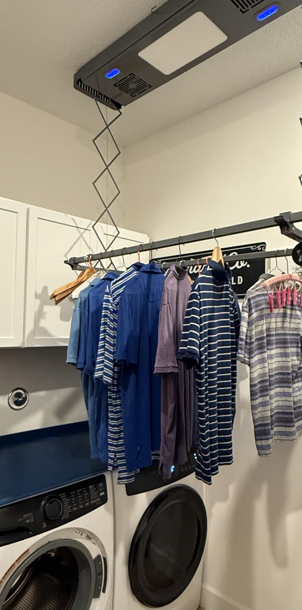 Ceiling Mounted Clothes Electric Ceiling Drying Rack 110V-120V, Ceiling Clothesline with Built-in Timer Heater, with Drying/Remote and Light 24W for Laundry/Indoors/Garage customer photo 1