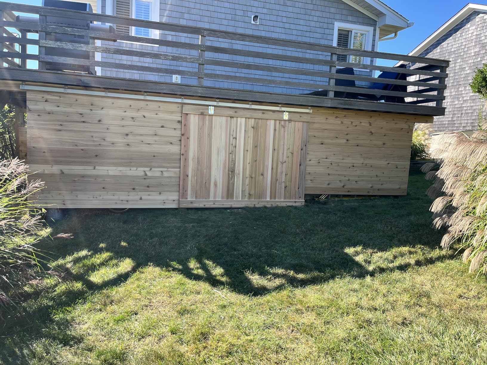JUBEST 10FT Box Rail Exterior Barn Door Hardware Kit, Heavy-Duty Silver Sliding Barn Door Track System, Wall Mount Door Hardware Kits (Door Not Included) customer photo 1