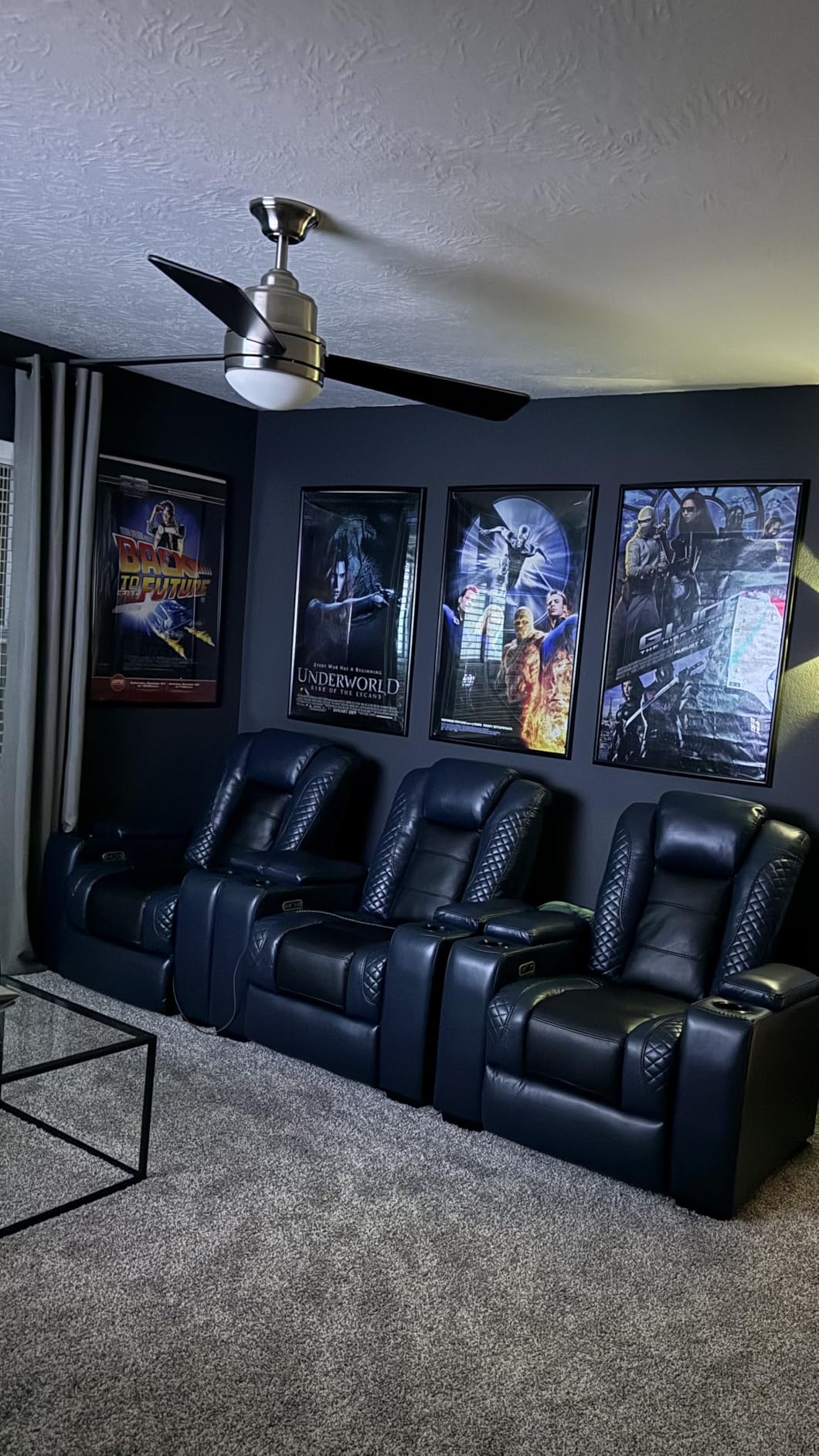 ANJ Power Home Theater Seating, PU Leather Electric Recliner Chair with Adjustable Headrest, Dual Motors Movie Reclining Chairs with LED Lights, USB Port, Cup Holders, Hidden Arm Storage customer photo 1