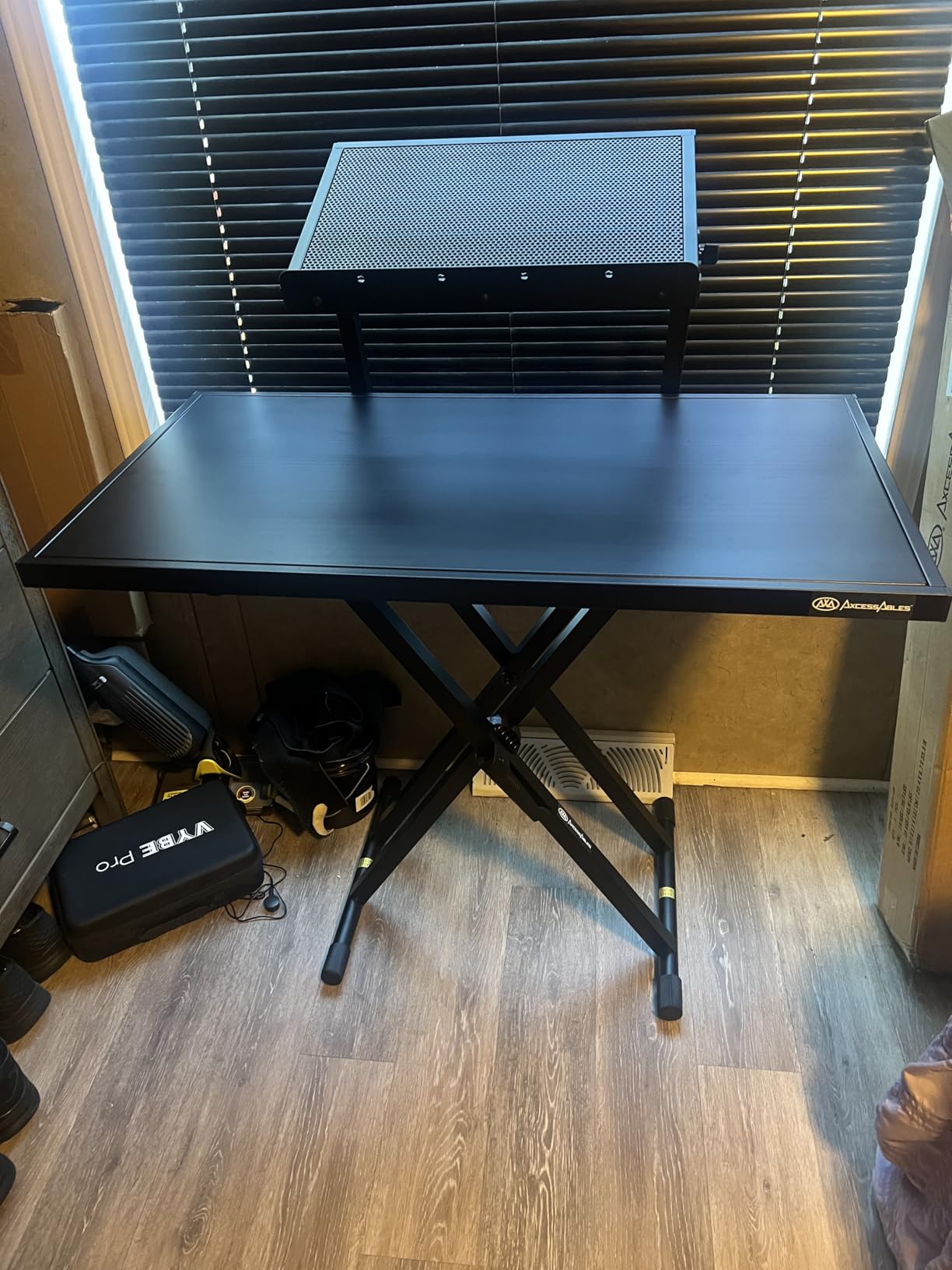 AxcessAbles Portable Two-Tier DJ Table Stand| Two Tier Piano Keyboard Stand for Sheet Music and Tablet | DJ Laptop and Controller Stand | Music Production Workstation | Booth Stand customer photo 2