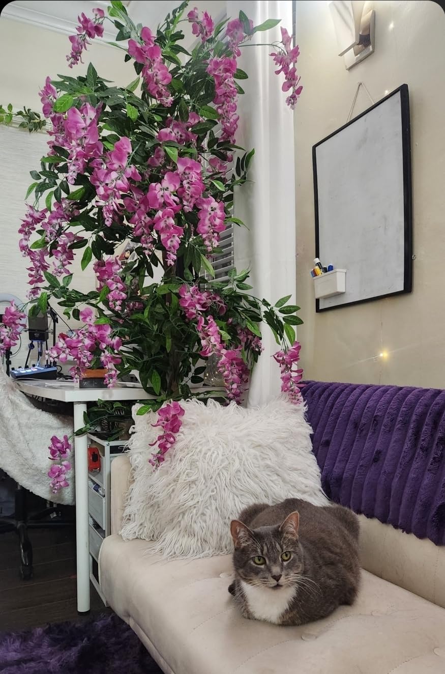 6ft Artificial Tree Plants, Fake Wisteria Tree with Woven Seagrass Basket for Indoor Outdoor Home Decor Office Living Room Porch Patio Perfect Housewarming Gift (2) customer photo 2