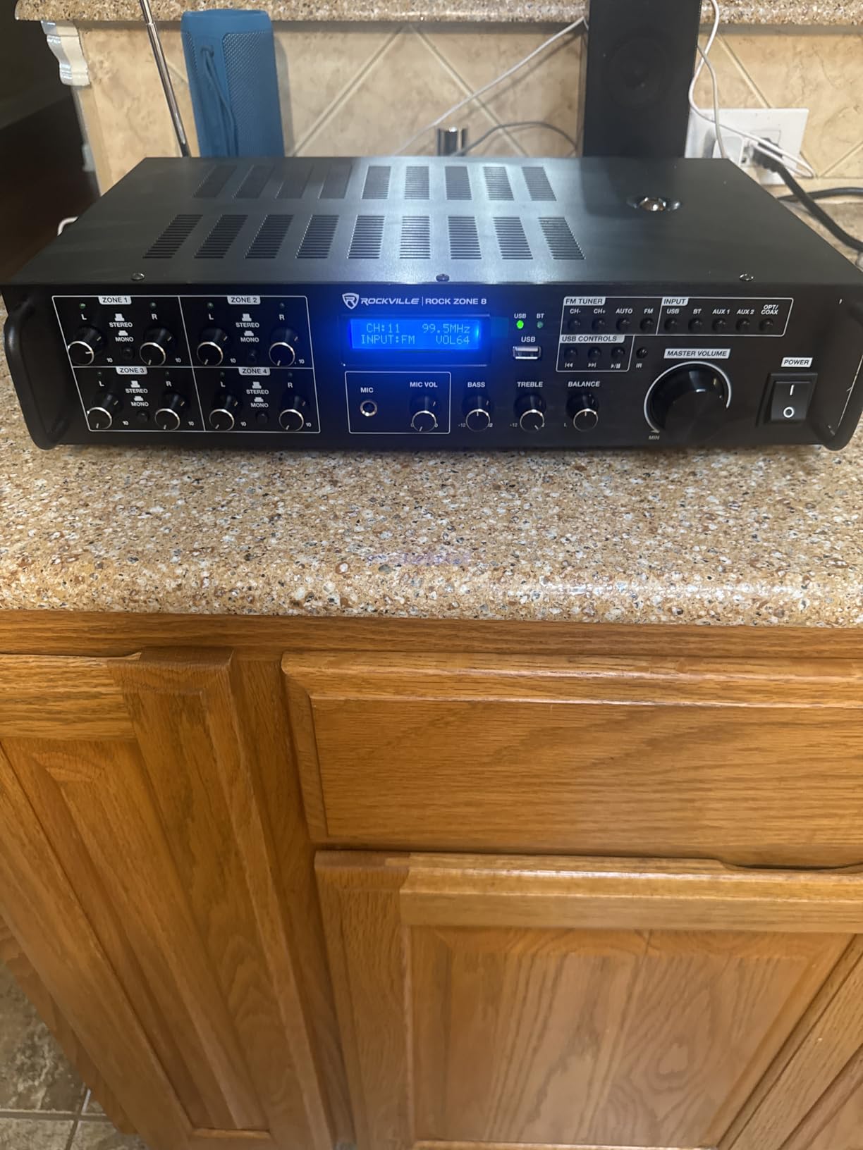 Rockville Rock Zone 8 1000W RMS 8-Channel 8-Zone Amplifier, Bluetooth, USB, Optical/Coaxial/RCA Inputs, Mic/FM, Rack-Mountable customer photo 1
