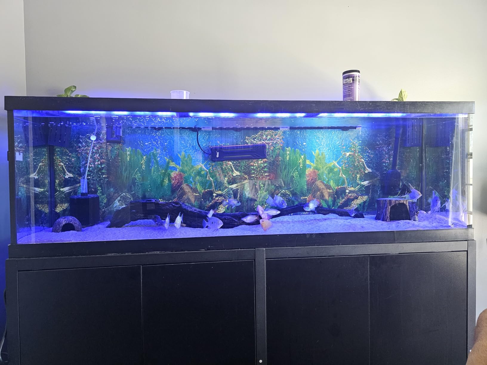 GDLF 125-150 Gallon Fish Tank Stand, Heavy Duty Metal Aquarium Stand with Power Outlet and Cabinet, 72.8