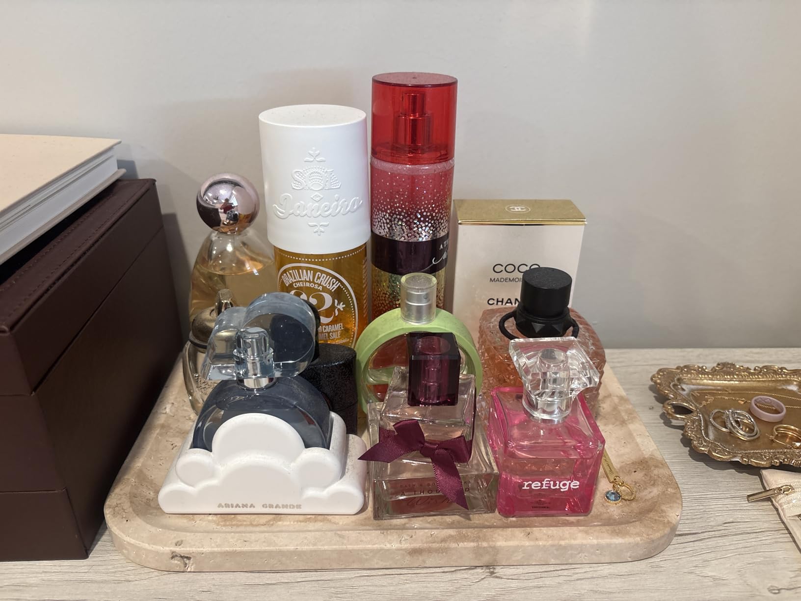 Marble Vanity Tray for Dresser Organizer, Travertine Bathroom Tray Countertop, Beige Decorative Serving Trays, Kitchen Sink Storage, Jewelry & Perfume Holder (Travertino Romano) customer photo 2