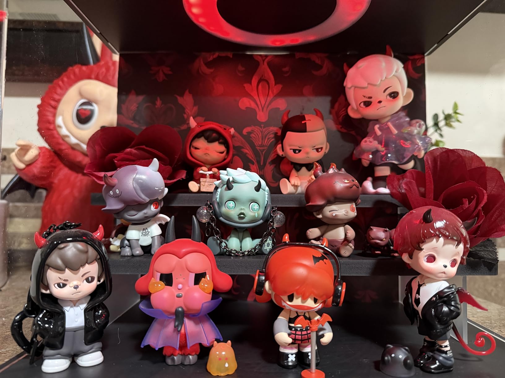 LANSCOERY RGB Lighted Acrylic Display Case - 4 Tier Black Showcase with Color Changing LED, Dustproof Organizer Box for Funko Pop, Mini Figures, Collectibles, 11.8x8.9x11inch customer photo 2