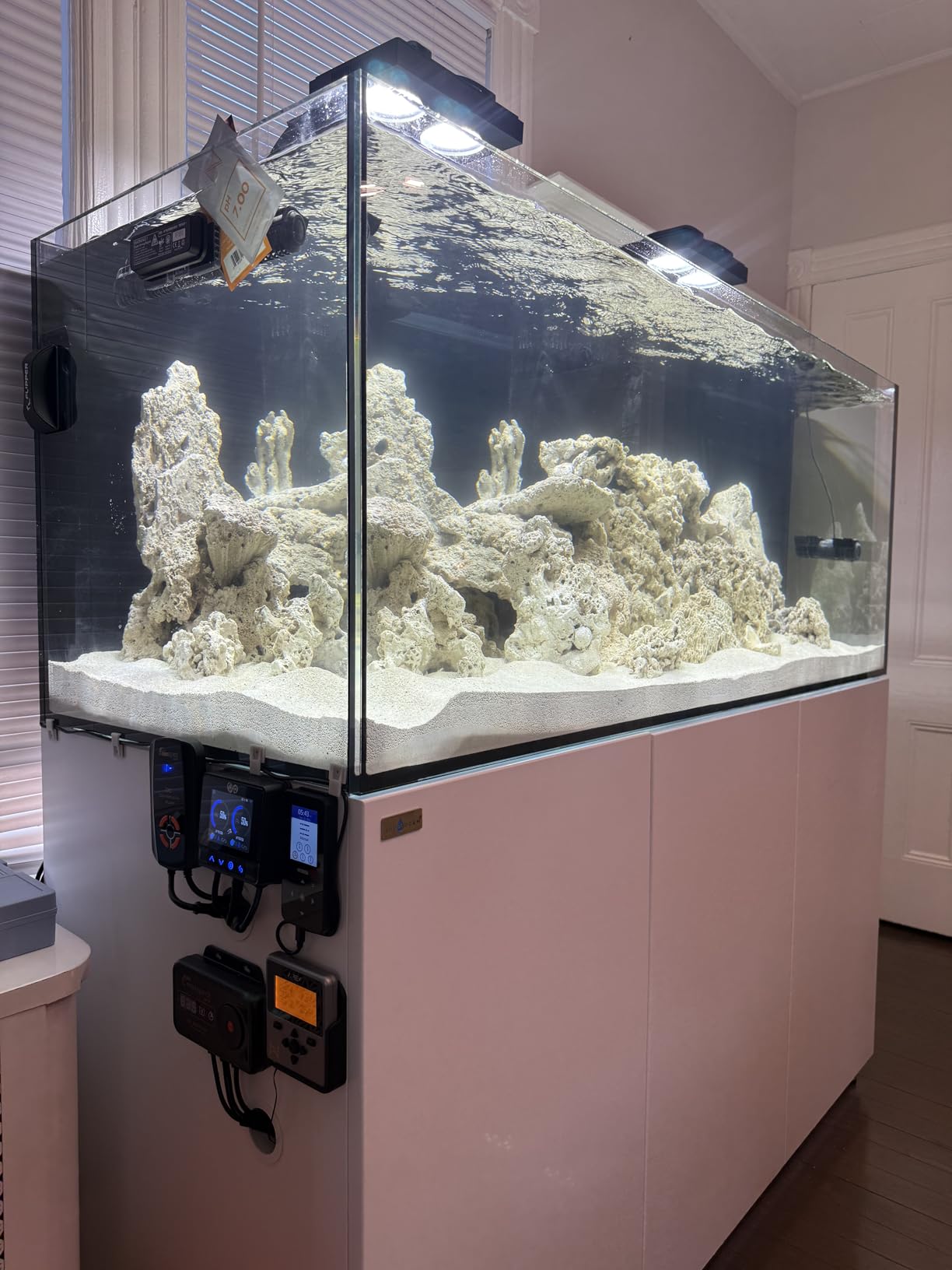 Aqua Dream 185 Gallon Coral Reef Fish Tank - Ultra Clear Glass Saltwater Aquarium with LED Lights, Pump, Filter Media, Cabinet, 41 Gallon Sump Filtration, Pipes - Black customer photo 1