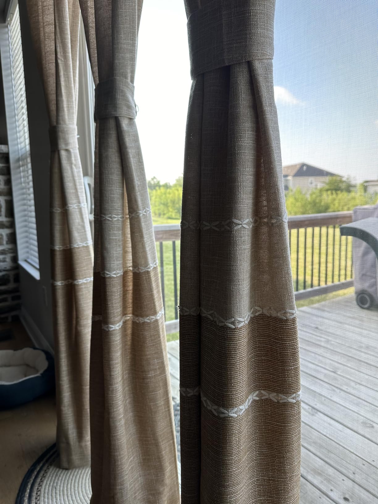 VOGOL Brown Blackout Bedroom Curtains, Luxury European Style Thermal Insulated Velvet Drapes for Living Room, Golden Flower Pattern Room Darkening Curtain customer photo 2