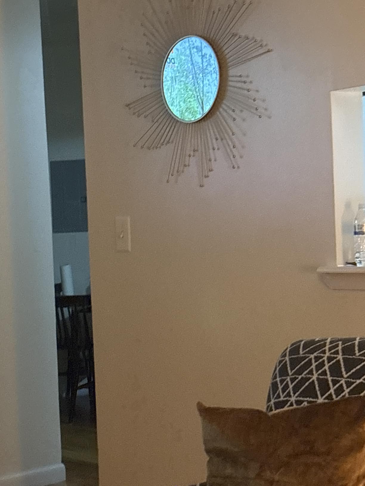 24'' Large Gold Sunburst Mirror, Metal Starburst Mirrors, Mid-Century Modern Sun Mirror Wall Decor for Living Room, Bedroom, Bathroom, Hallway, and Entryway customer photo 2