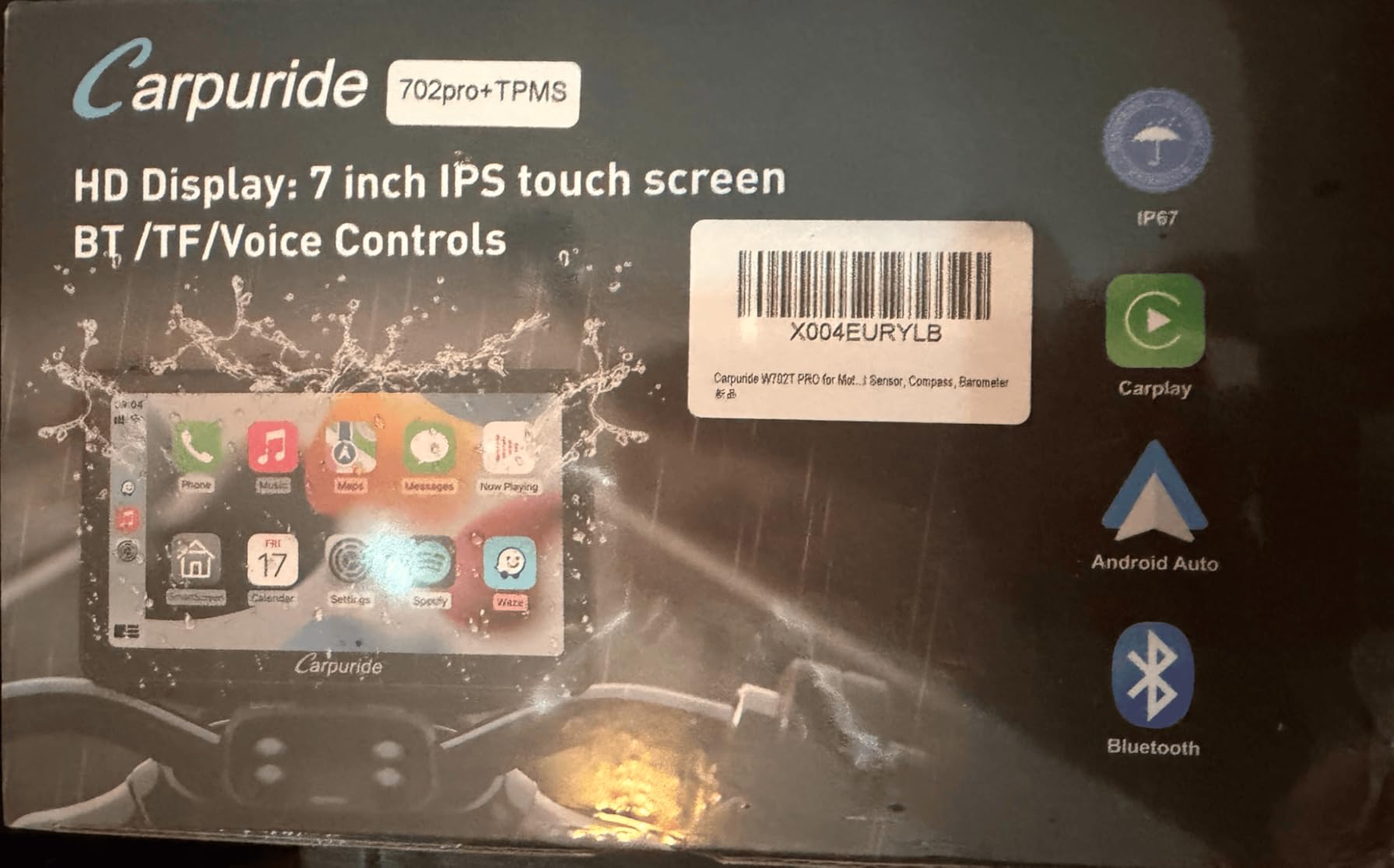 Carpuride W702T PRO for Motorcycle CarPlay & Android Auto & TPMS & Dual Bluetooth - 7