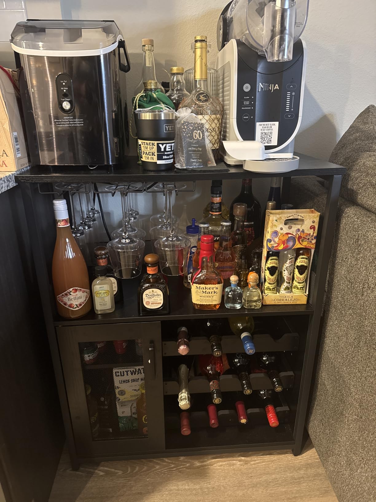 IDEALHOUSE Wine Bar Rack Cabinet with LED Light (Grey) customer photo 1