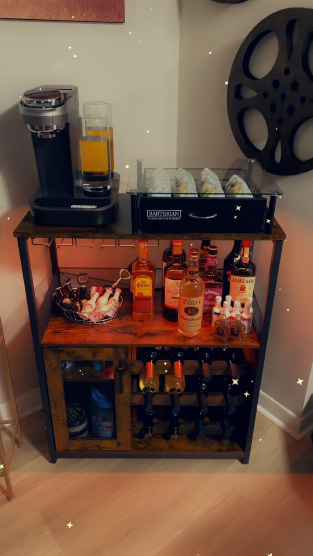 IDEALHOUSE Wine Bar Rack Cabinet with LED Light (Grey) customer photo 2