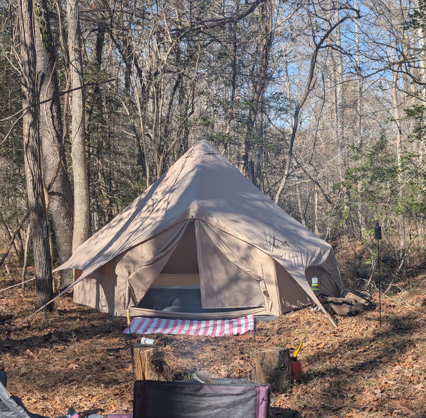 Inflatable Tent, Outdoor Easy Setup Inflatable Tents for Camping, Portable Blow Up Tent with Stove Jack, Cotton Canvas Material for Glamping customer photo 1