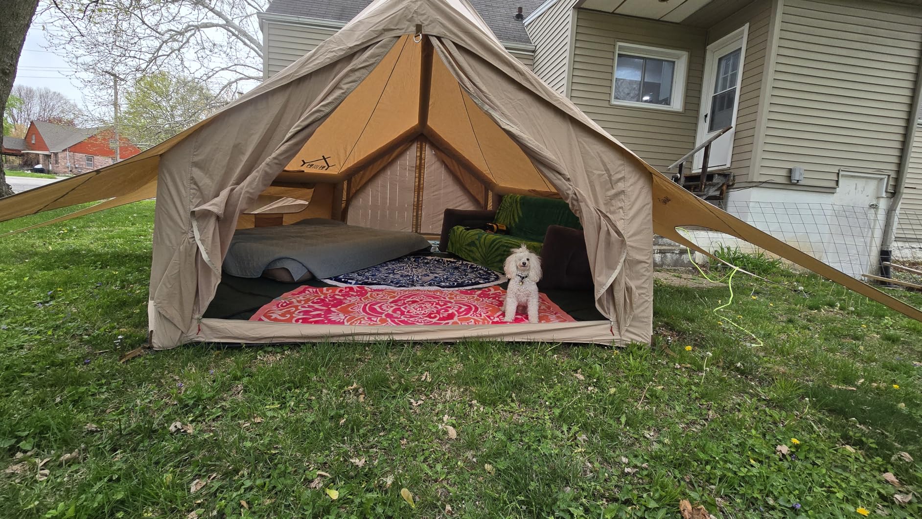 Inflatable Tent, Outdoor Easy Setup Inflatable Tents for Camping, Portable Blow Up Tent with Stove Jack, Cotton Canvas Material for Glamping customer photo 2