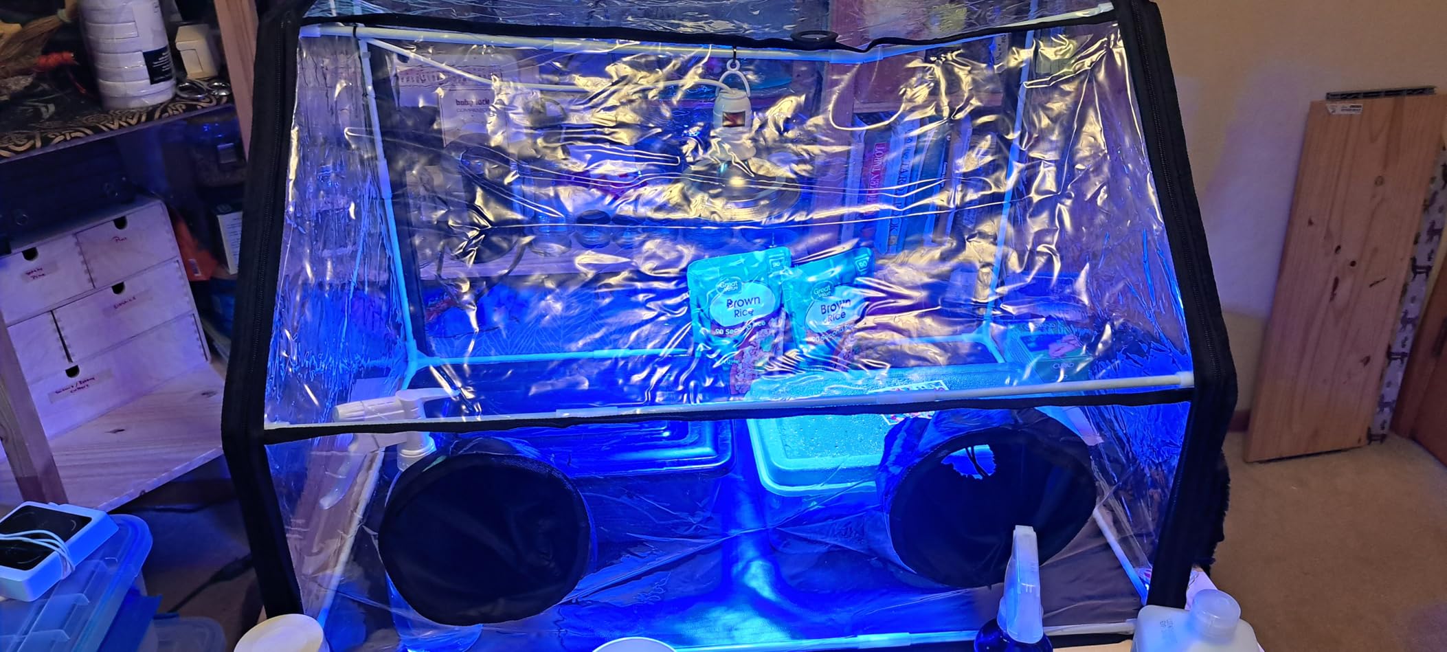 Meonum Mushroom Grow Tent and LED Growing Light Kit, 30 x 20 x 20 Inch Portable Large Still Air Box, Mycology Mushroom Growing Kit, Indoor Propagation Stations with 48 LED Mushroom Grow Lamp customer photo 2