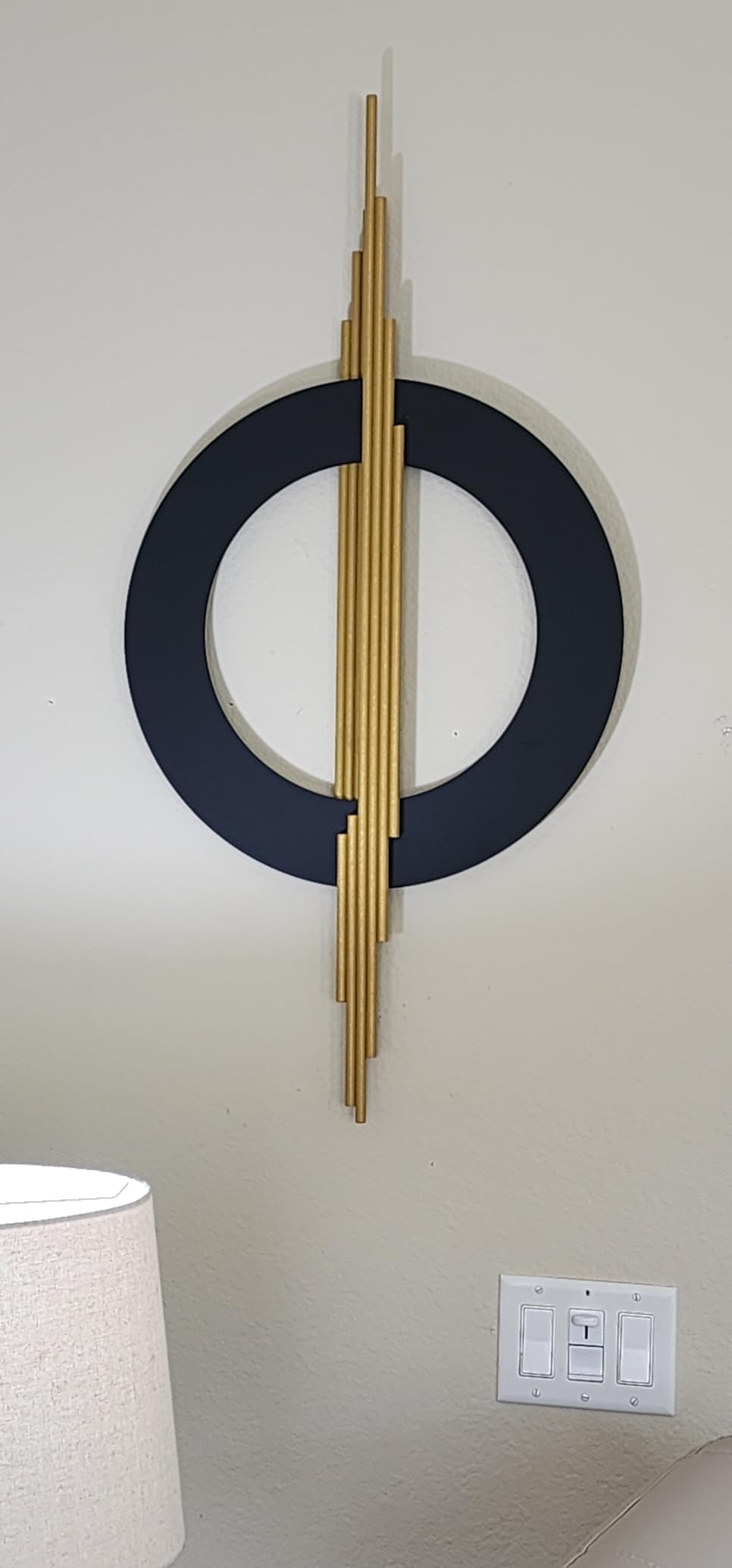 Geometa 3D Large Black and Gold Metal Wall Art, Living Room Wall Decor, Geometric Wall Art, Modern Home Decor (39 x 19 inches) customer photo 1