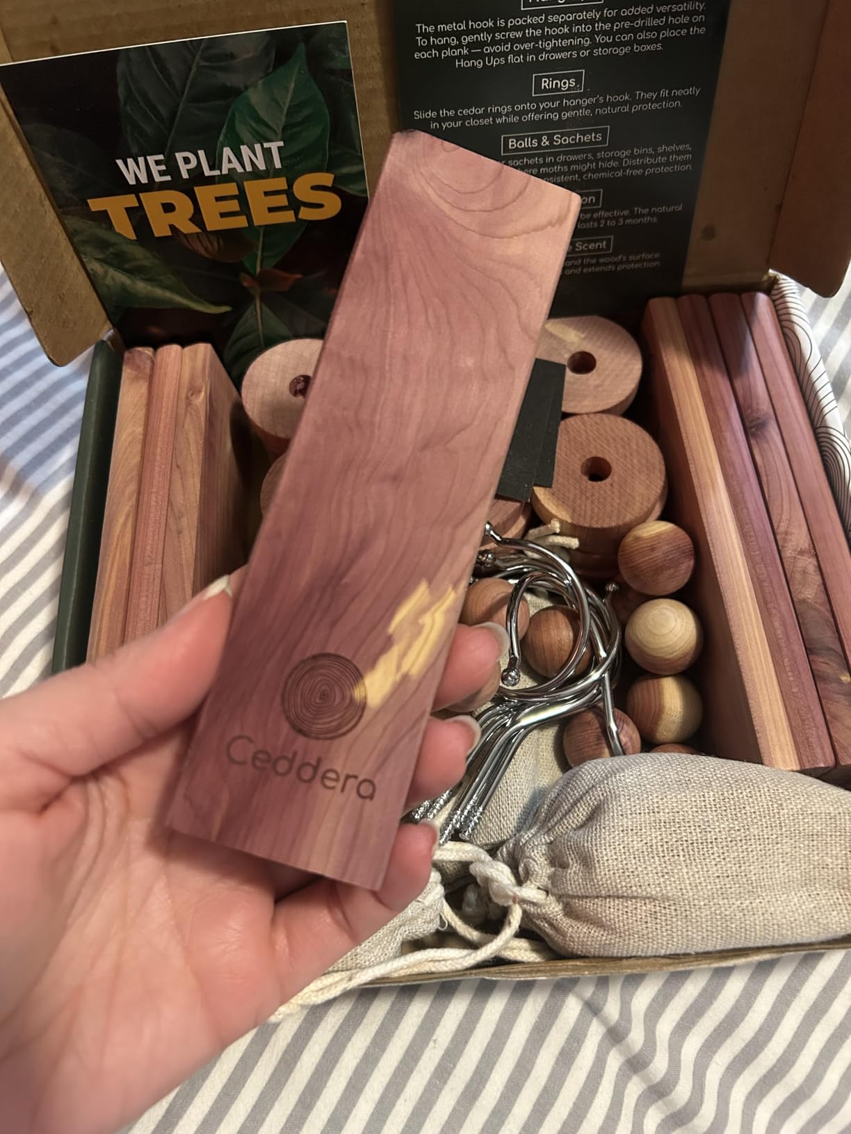 Essential Cedar Bundle | Natural Cedar Blocks for Clothes Storage | Eco Friendly Cedarwood for Closets | Moth Ball Alternative | 58 Total Pieces - 8 Hang Ups, 24 Rings, 24 Balls & 2 Sachets customer photo 2