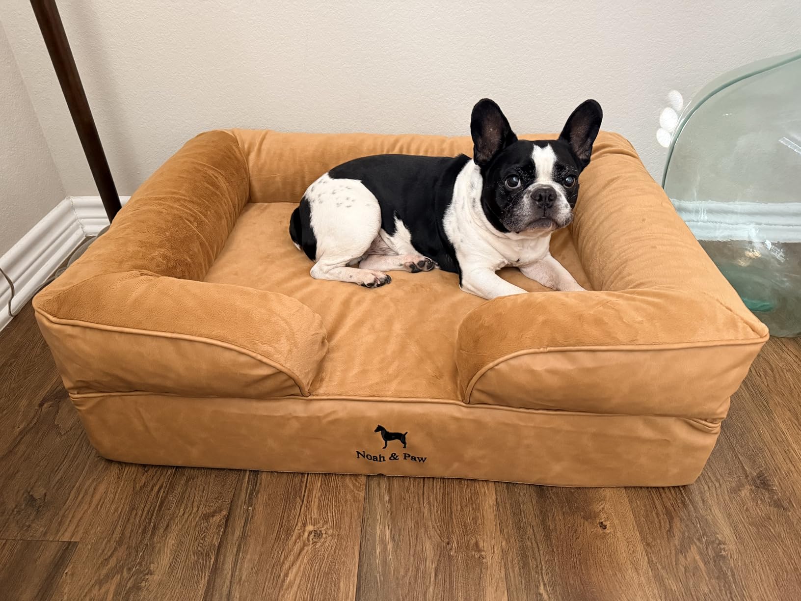 NOAH & PAW Giant Dog Bed XXL, 55x45x11 Inch, Orthopedic Dog Beds, Eggshell Memory Foam Infused with Cooling Gel, Inner Cover, Waterproof, Machine Washable (Faux Leather Sofa Collection) customer photo 2