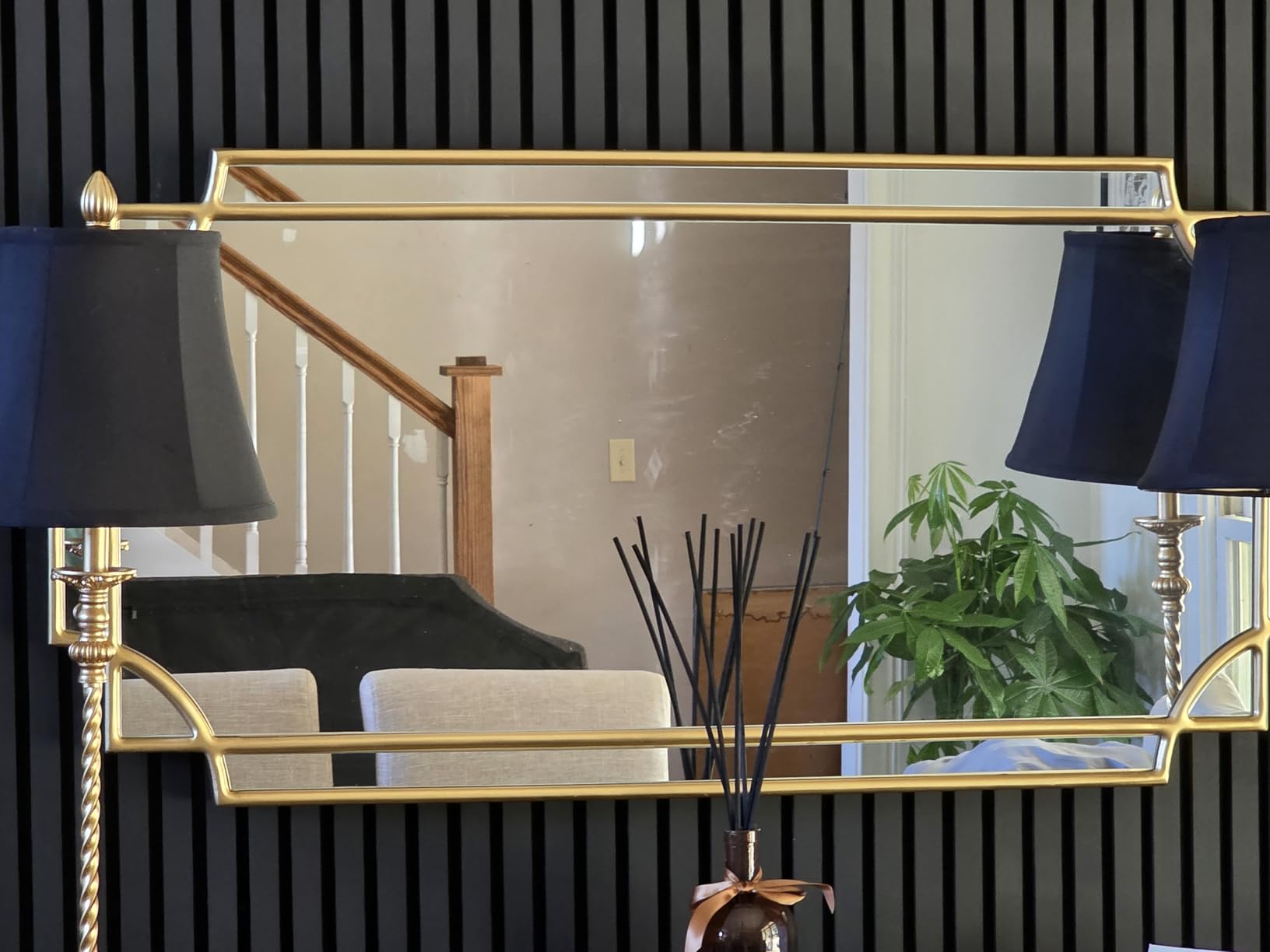 Dining Room Mirrors for Wall, 24x48 Inch Art Deco Gold Decorative Mirror for Living Room, Bedroom, Entryway, Fireplace customer photo 1