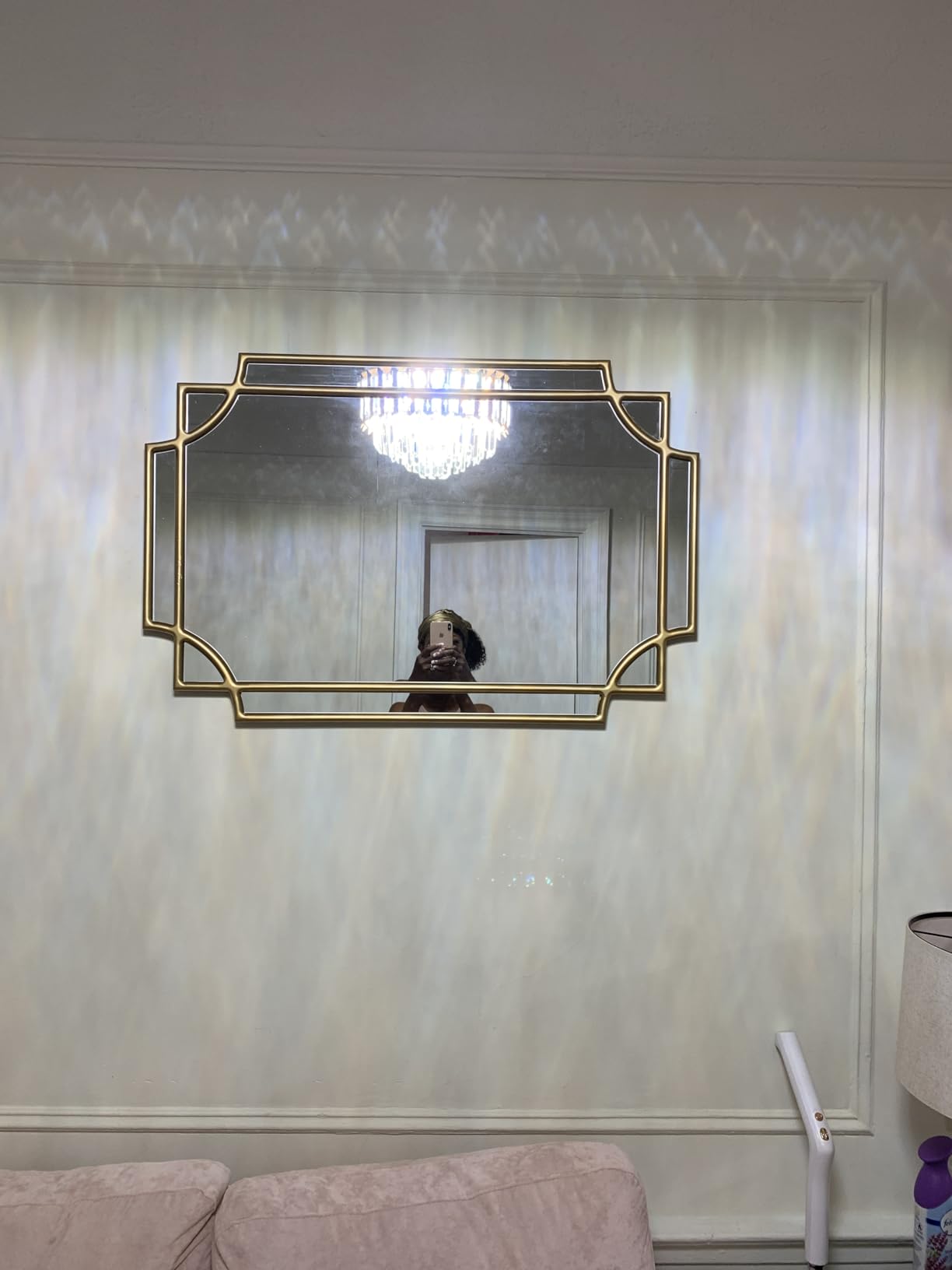 Dining Room Mirrors for Wall, 24x48 Inch Art Deco Gold Decorative Mirror for Living Room, Bedroom, Entryway, Fireplace customer photo 2