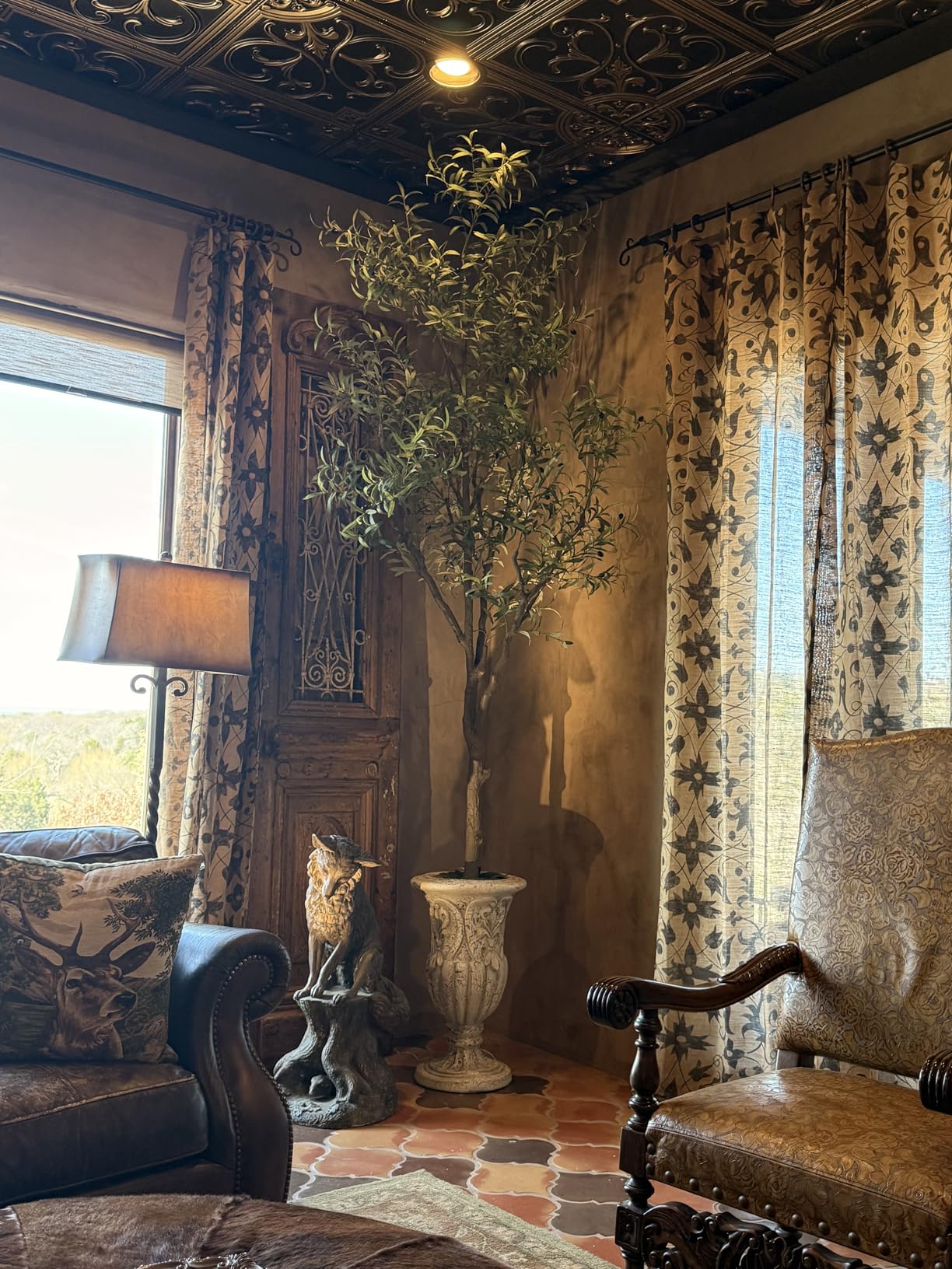 VISIBLE Vintage European Giant Garden Urn Planter, Decorative Cement and Fiber Flower Pot, Make Rust Finished (Vintage, Large) customer photo 1