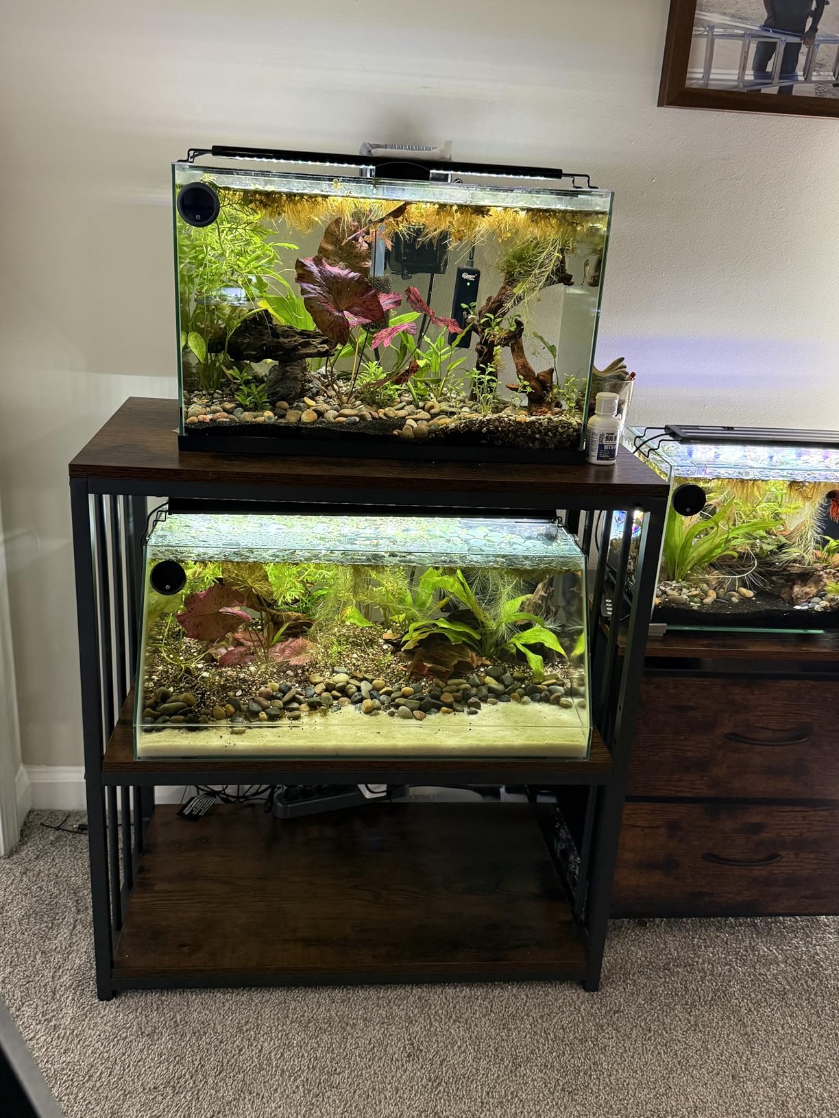 40-50 Gallon Fish Tank Stand, 3-Tier Heavy Duty Metal 40 Gallon Aquarium Stand with Adjustable Storage Shelves for 40-50 Gallon Breeder/Turtle/Reptile Tank-36.2