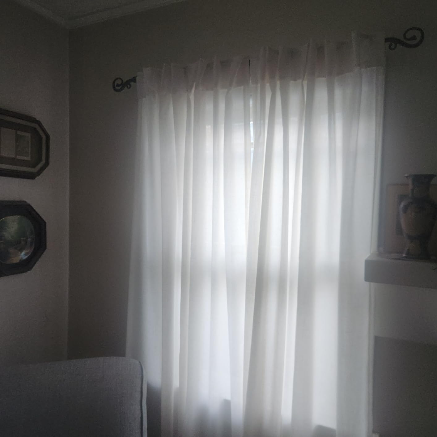 96 inch Long Linen Curtains 2 Panels Set for Living Room Back Tab Ivory Cream Semi Sheer Curtain 96 inches Long Boho Modern Light Filtering Linen Drapes Floor to Ceiling Length 8 FT customer photo 2