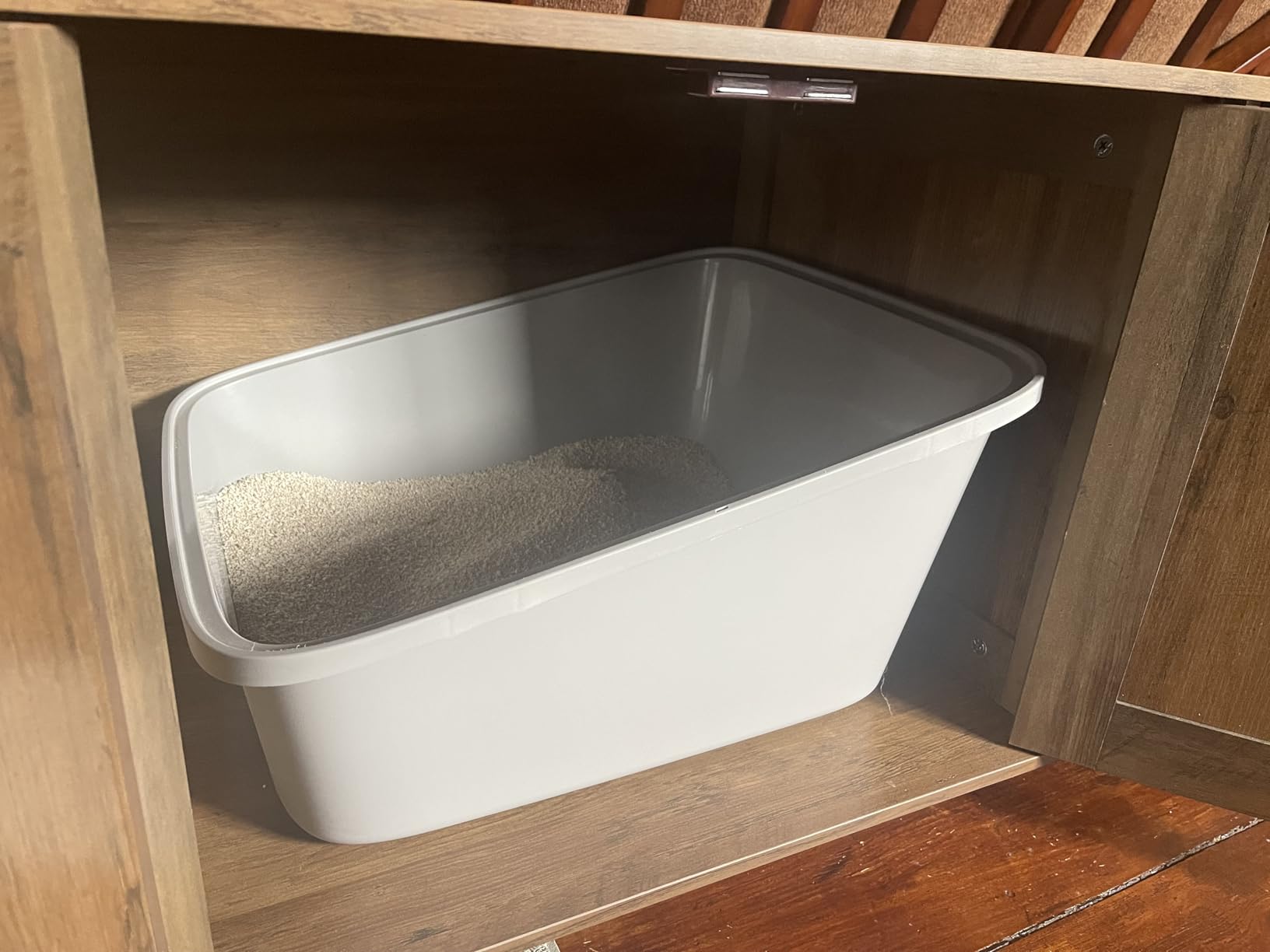 Homhedy Cat Litter Box Enclosure,Litter Box Furniture Hidden with Barn Door,Wooden Cat Washroom Furniture,Fit Most of Litter Box, Green, CL50L customer photo 2
