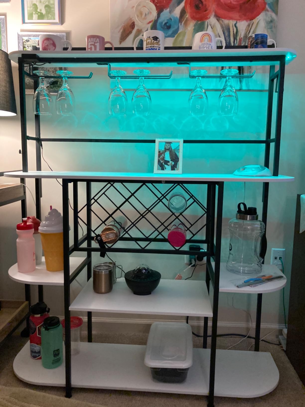 ROCHECASA Wine Rack with LED Light, 6-Tier Bar Table Cabinet customer photo 2
