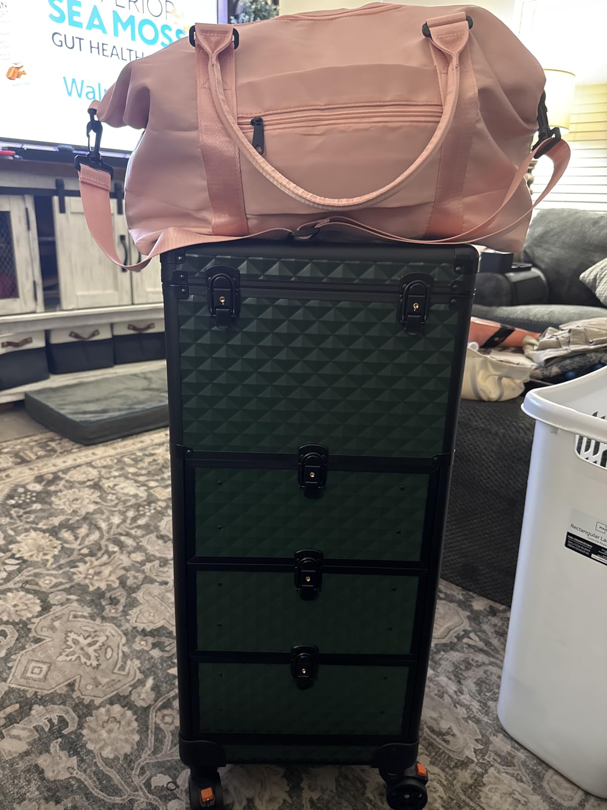Nail Salon Cart with 4 Drawers,Rolling Makeup Train Case for Beauty,Cosmetology Case on Wheels,Trolley Cart,Lockable Organizer Travel Case for Manicure/Face Painting/Hairstylist/Tattoo Artist customer photo 1