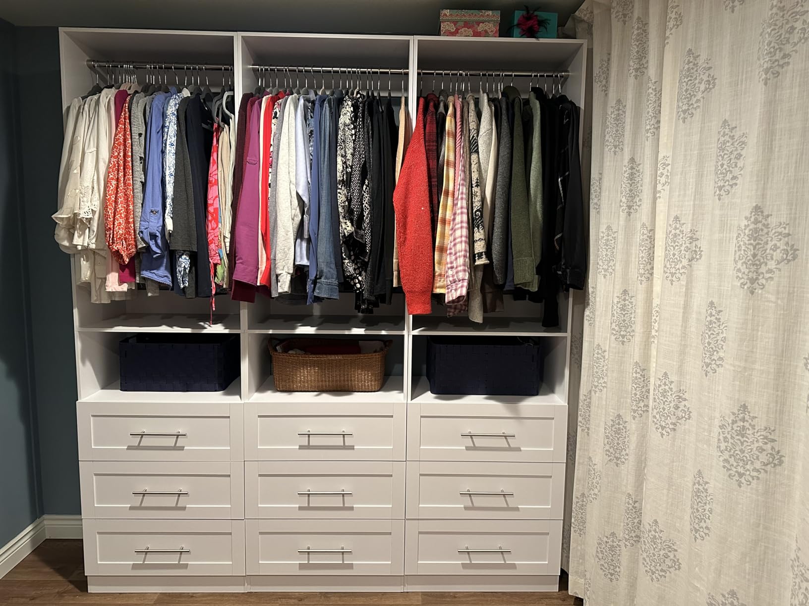 Closet System with Drawers, 8FT Wood Closet Organizer System Walk-in Closet Freestanding Corner Closets Storage with Hanging Rods, White (8FT) customer photo 2