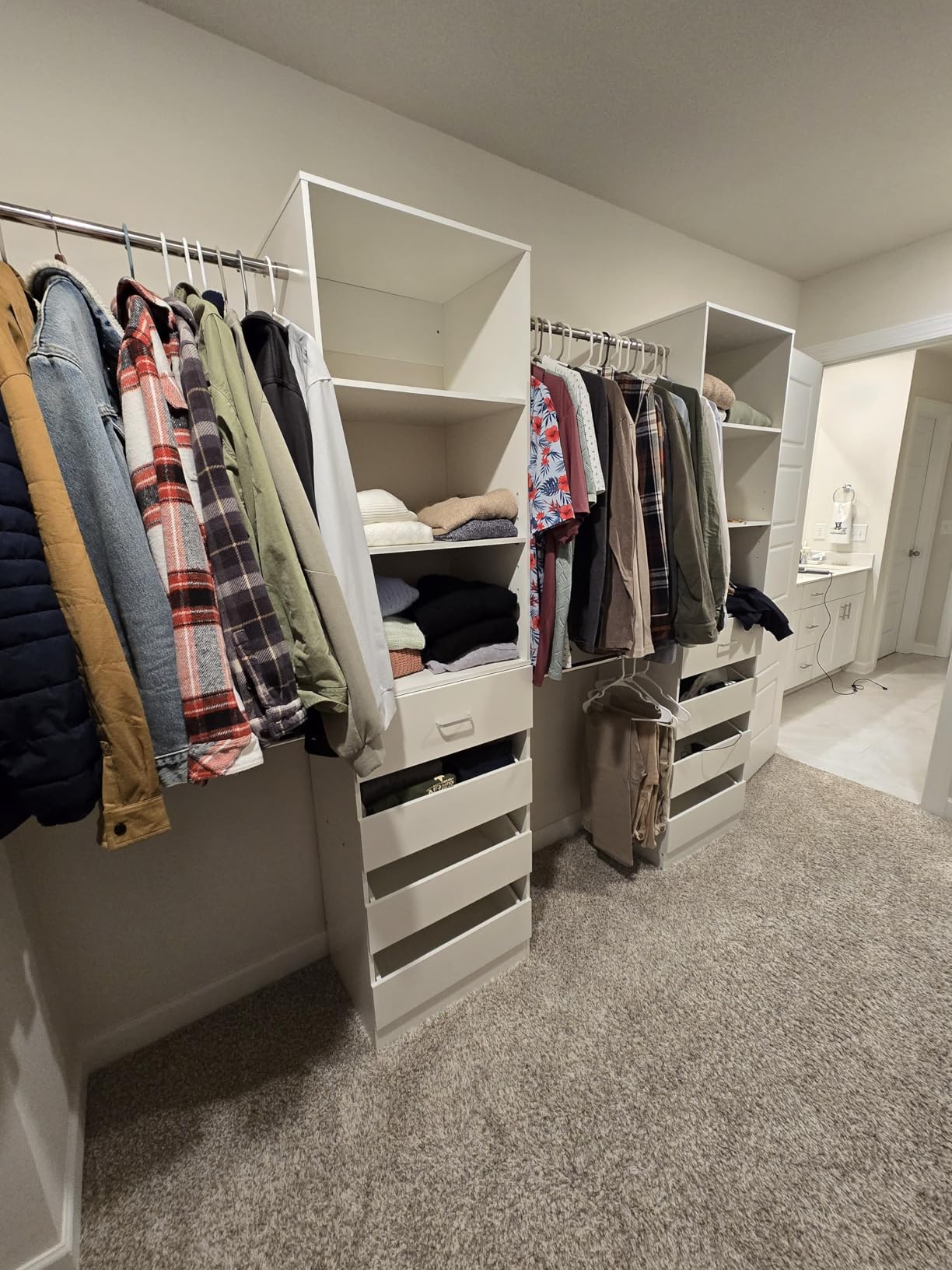 Aheaplus Closet System, 6-15Ft Closet Organizer with 8 Wooden Drawers, Wood Closet Organizer System with Tower, Walk-in Closet Organizer Wardrobe Clothes Rack with 4 Hanging Rods, Garment Rack, White customer photo 1