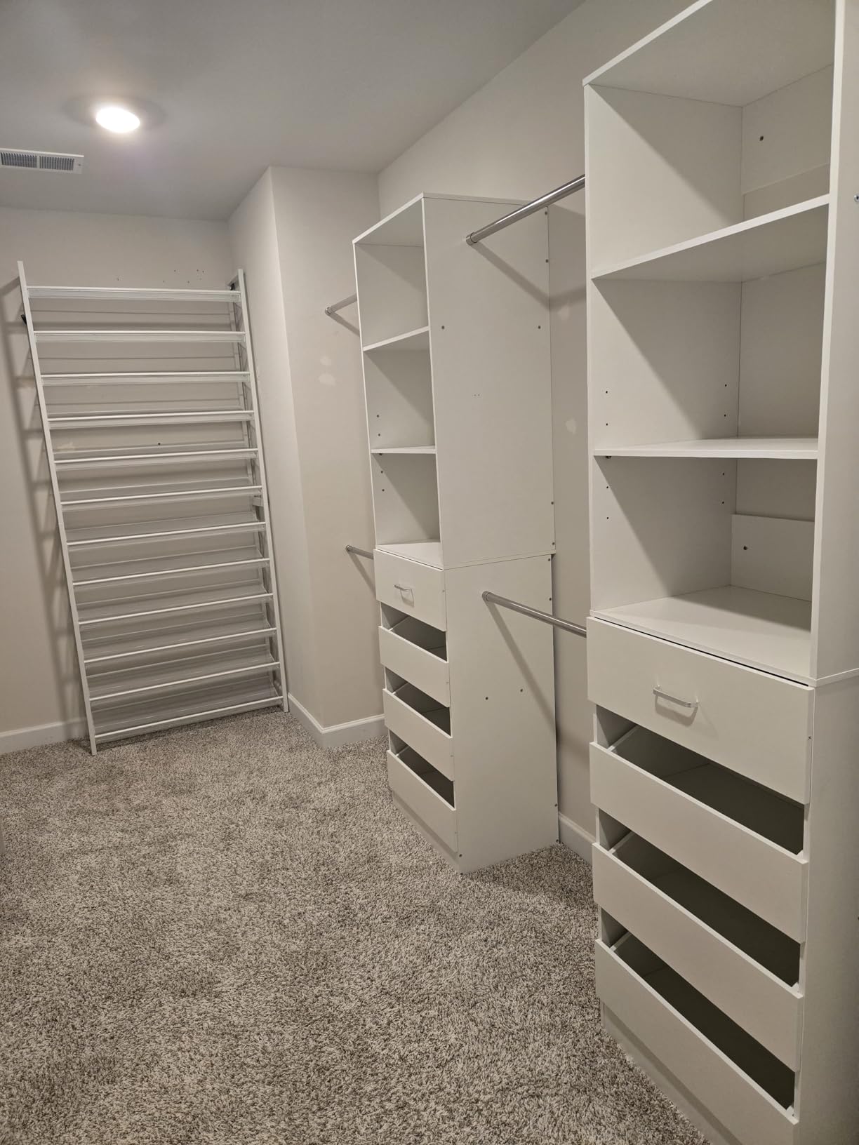 Aheaplus Closet System, 6-15Ft Closet Organizer with 8 Wooden Drawers, Wood Closet Organizer System with Tower, Walk-in Closet Organizer Wardrobe Clothes Rack with 4 Hanging Rods, Garment Rack, White customer photo 2