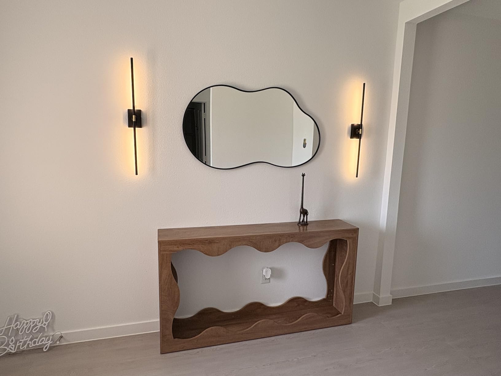 WEER Irregular Wall Mirror, 20x36 inch Gold Asymmetrical Wall Mounted Mirrors Decorative, Abstract Wavy Aluminum Alloy Frame for Bathroom, Bedroom, Living Room, Entryway customer photo 1