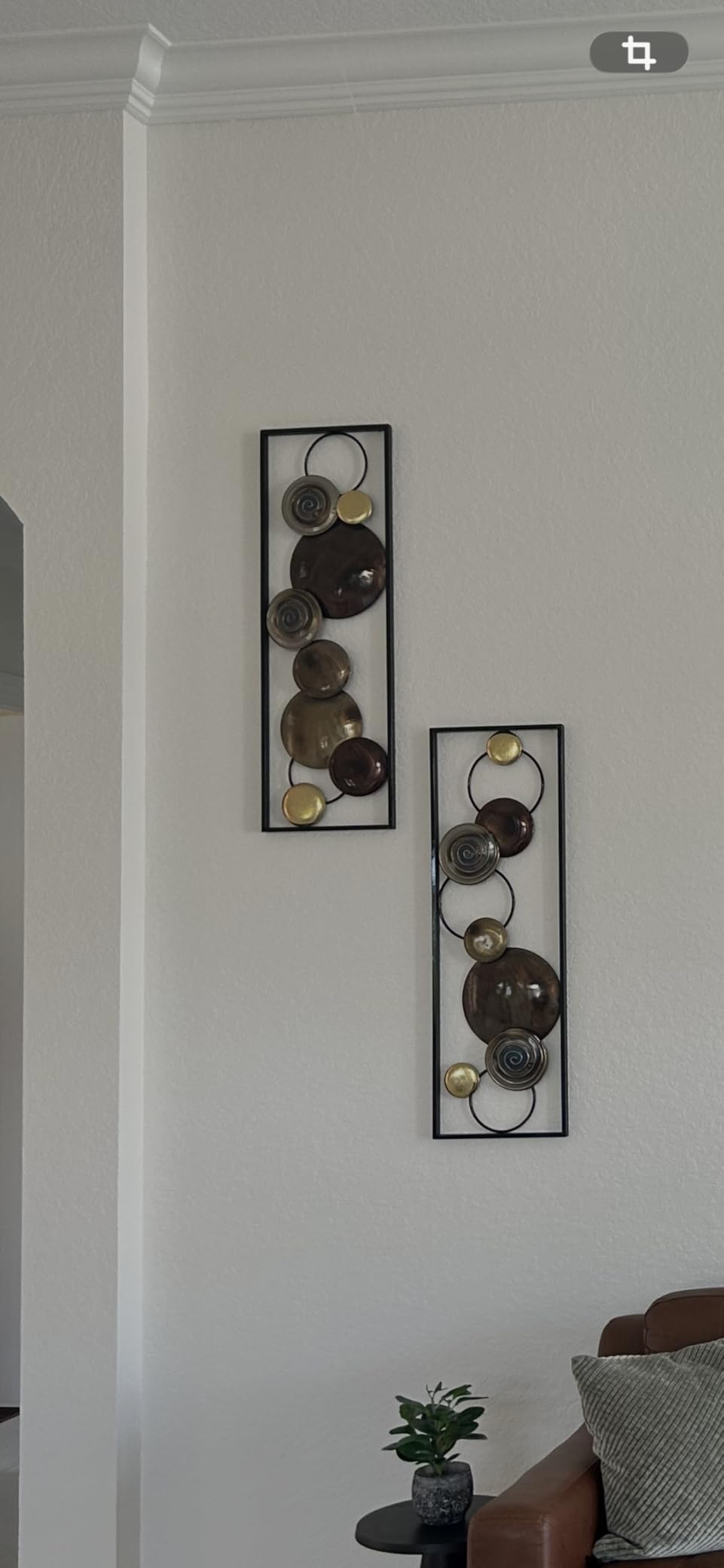 LuxenHome Metal Wall Art, Set of 2 Modern Multi-Color Abstract Metal Wall Decor Panels with Frame, 36
