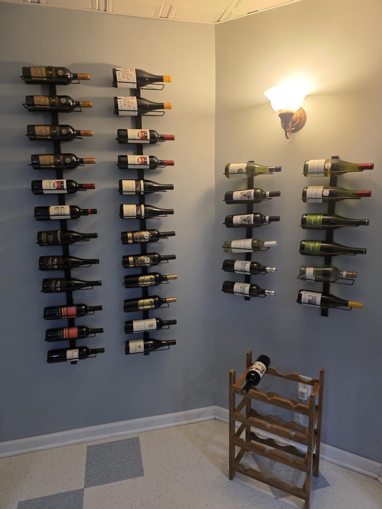 36 Bottle Wall Mounted Wine Rack, Modular Hanging Wine Rack for DIY Display, Detachable 3 Pack Wine Bottle Holder, Black Metal Storage Rack for Bar, Kitchen, Cellar, Restaurant customer photo 2
